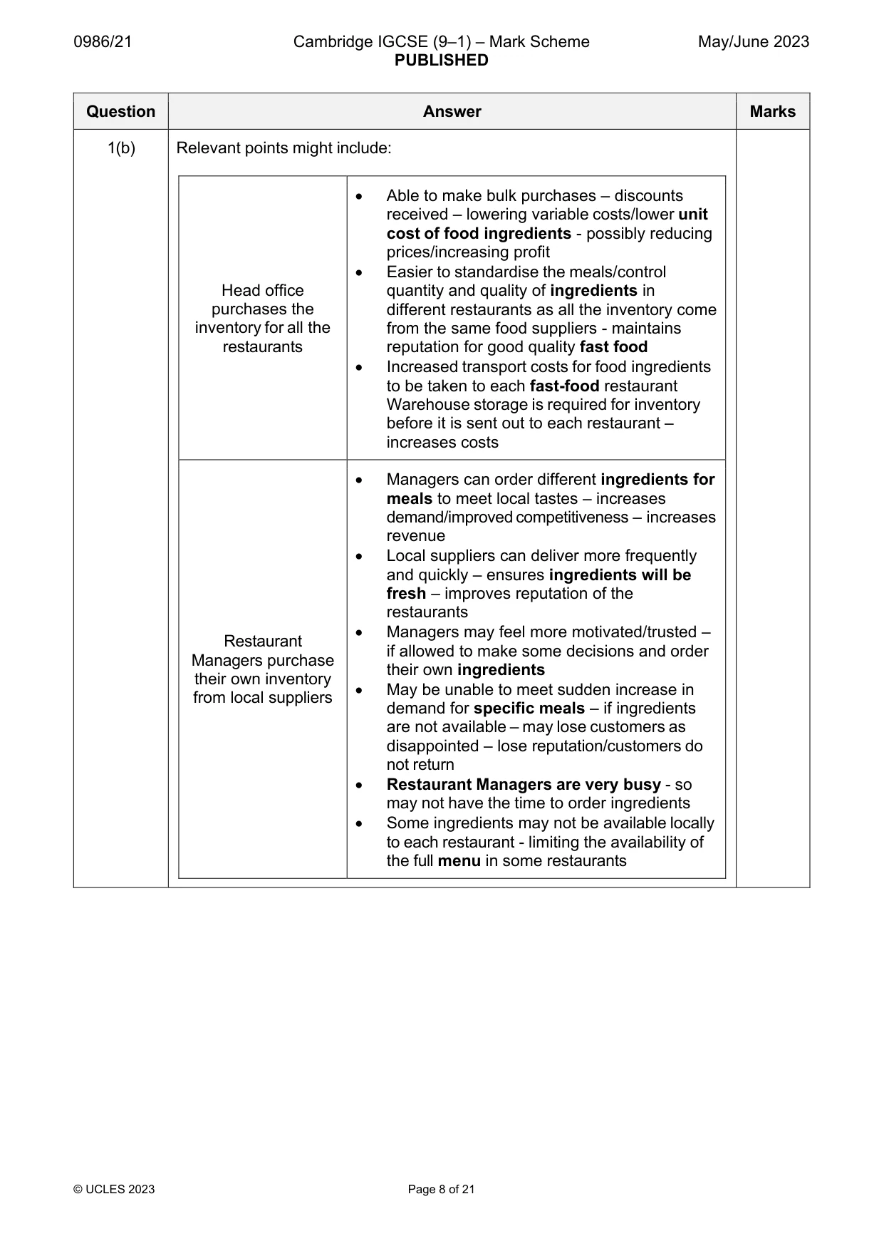 Mark scheme, page 8 of 21