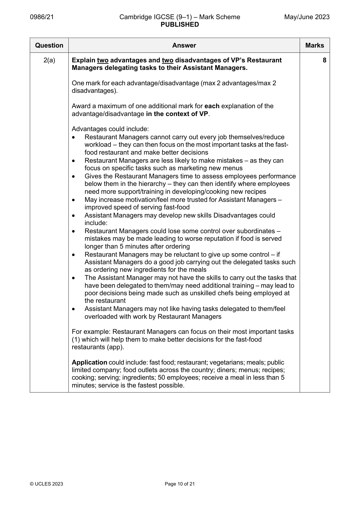 Mark scheme, page 10 of 21