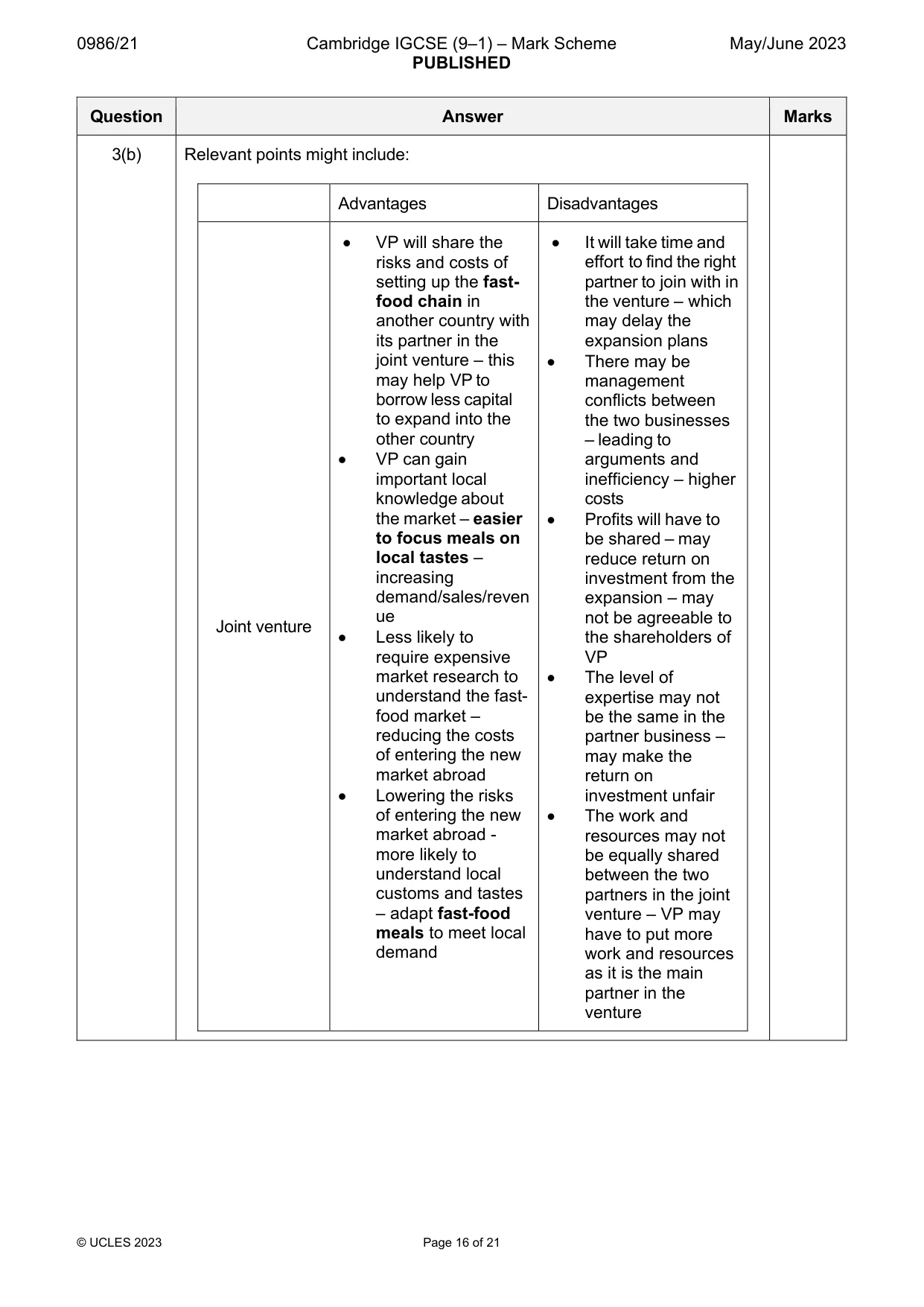 Mark scheme, page 16 of 21