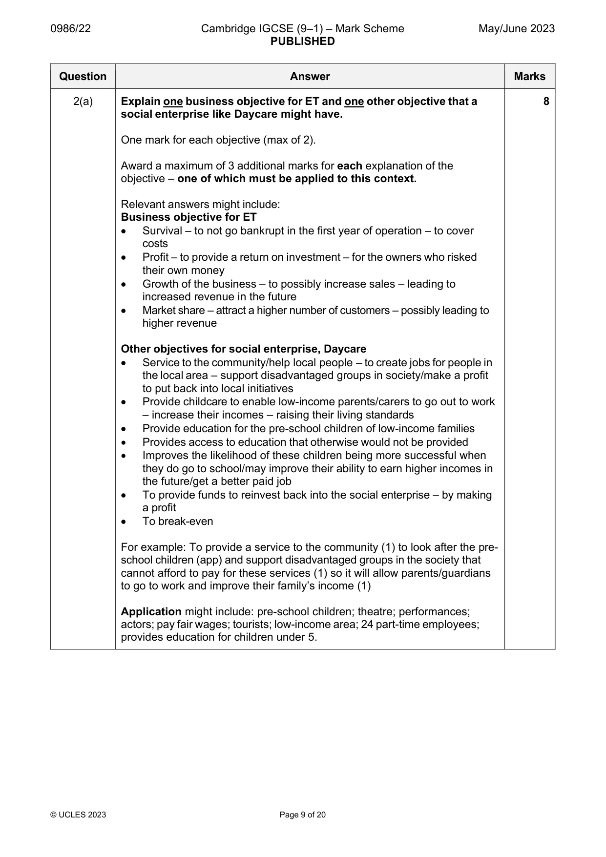 Mark scheme, page 9 of 20