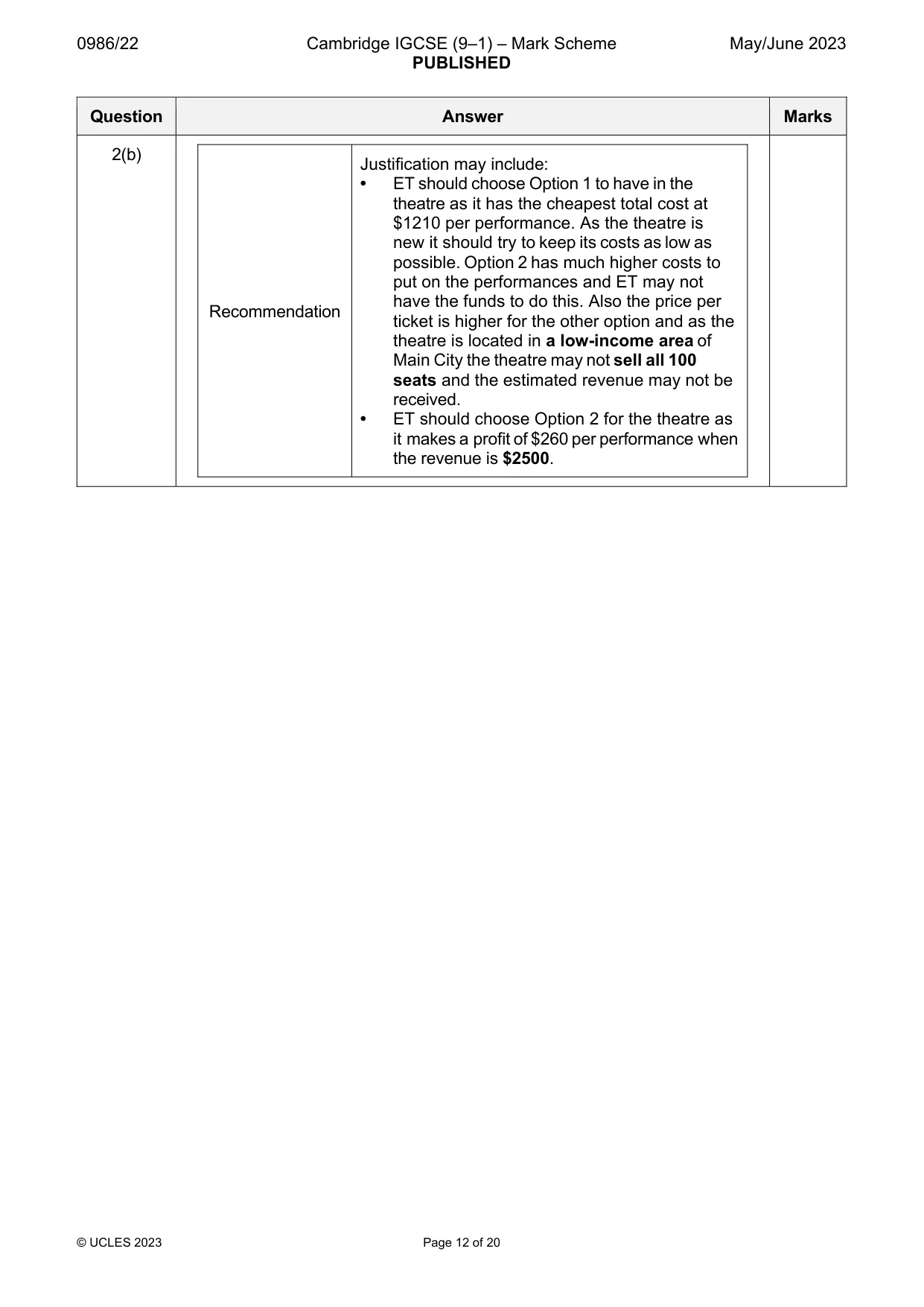 Mark scheme, page 12 of 20