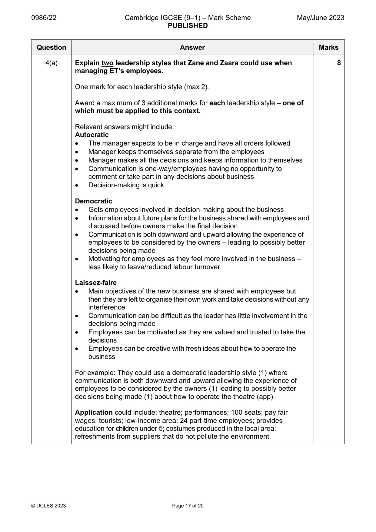 Mark scheme, page 17 of 20