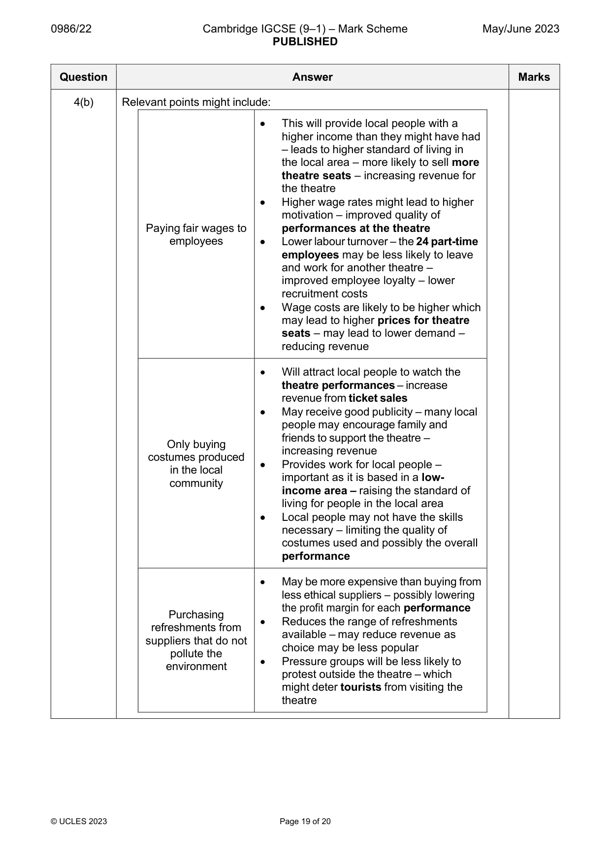 Mark scheme, page 19 of 20