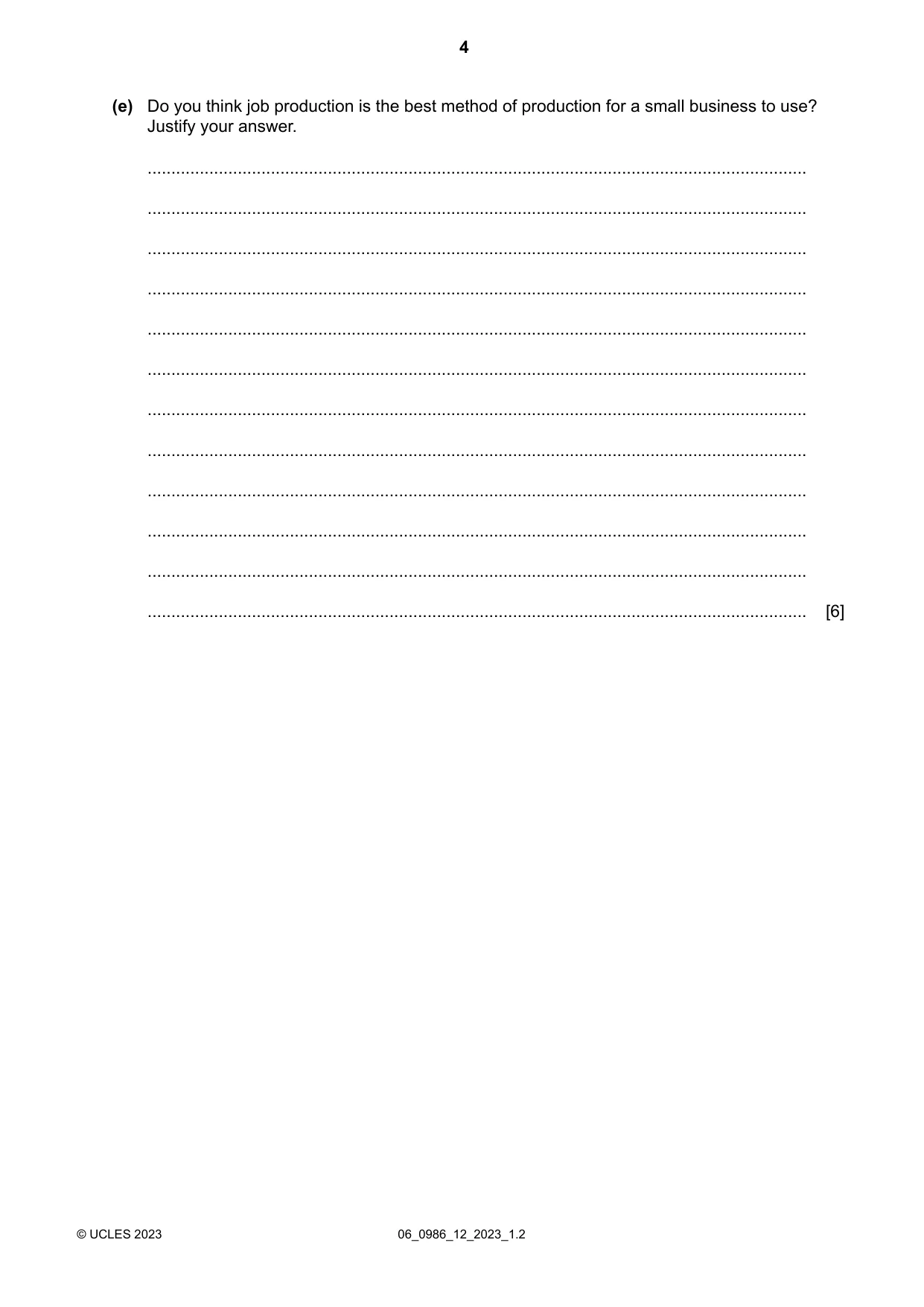 Cambridge IGCSE Business Studies (9-1) 0986 2023 May/June Paper 1 · Variant 2 question paper, page 4 of 12