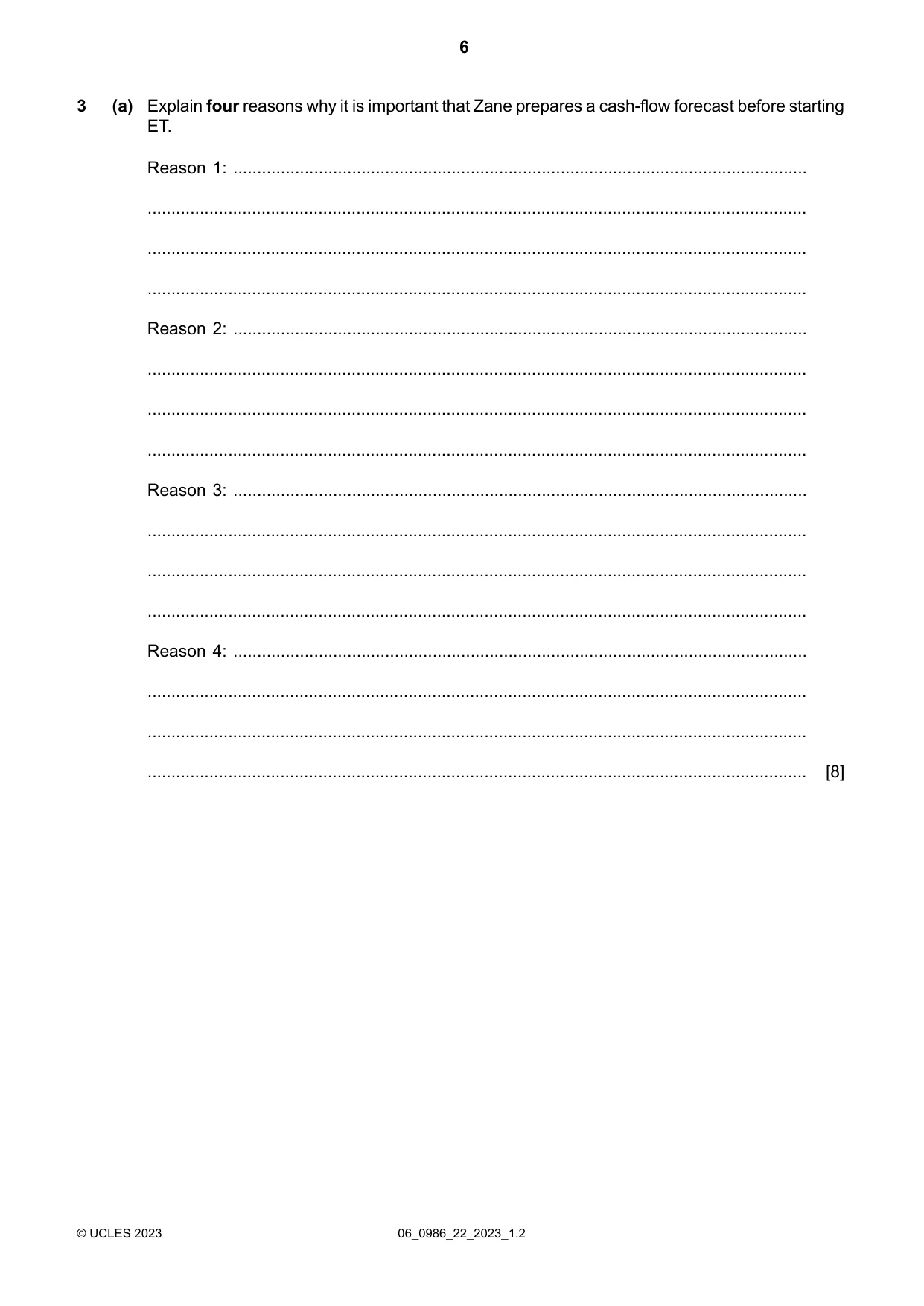 Cambridge IGCSE Business Studies (9-1) 0986 2023 May/June Paper 2 · Variant 2 question paper, page 6 of 12