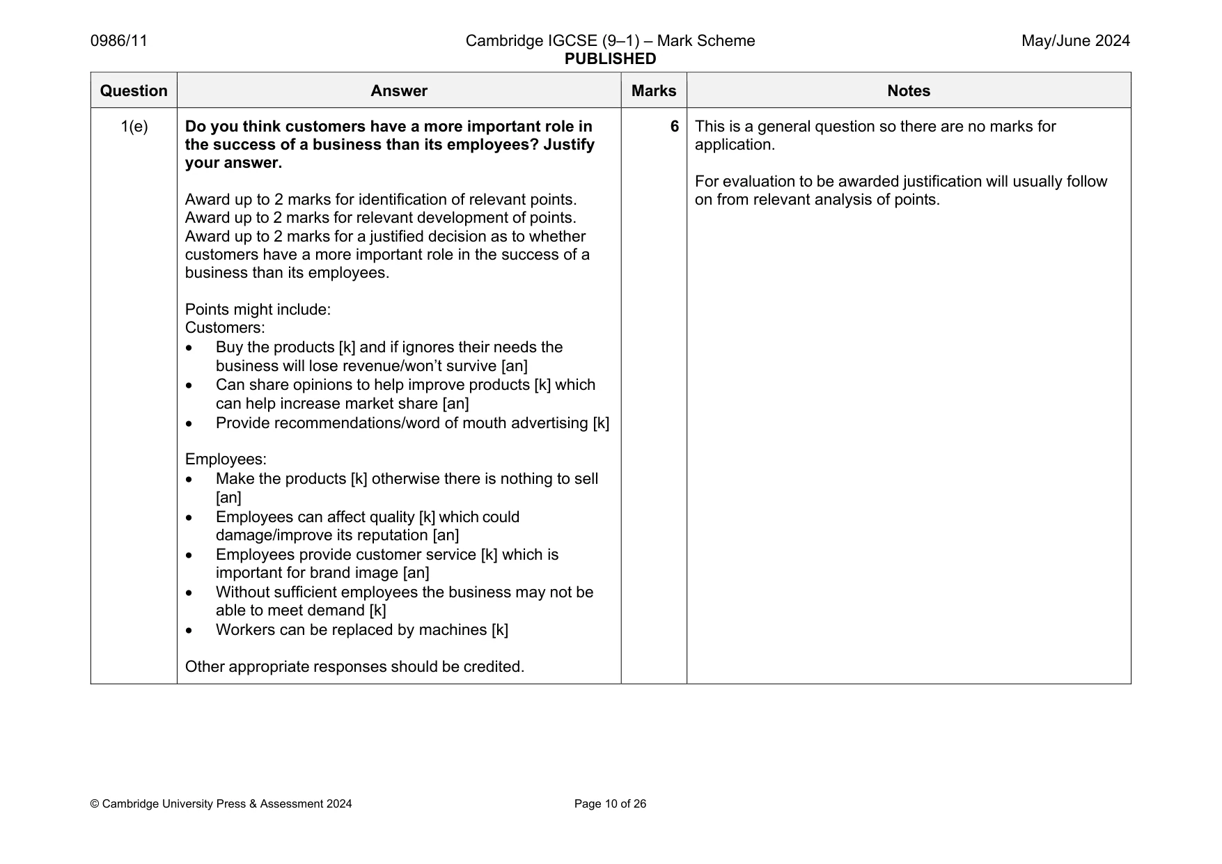 Mark scheme, page 10 of 26
