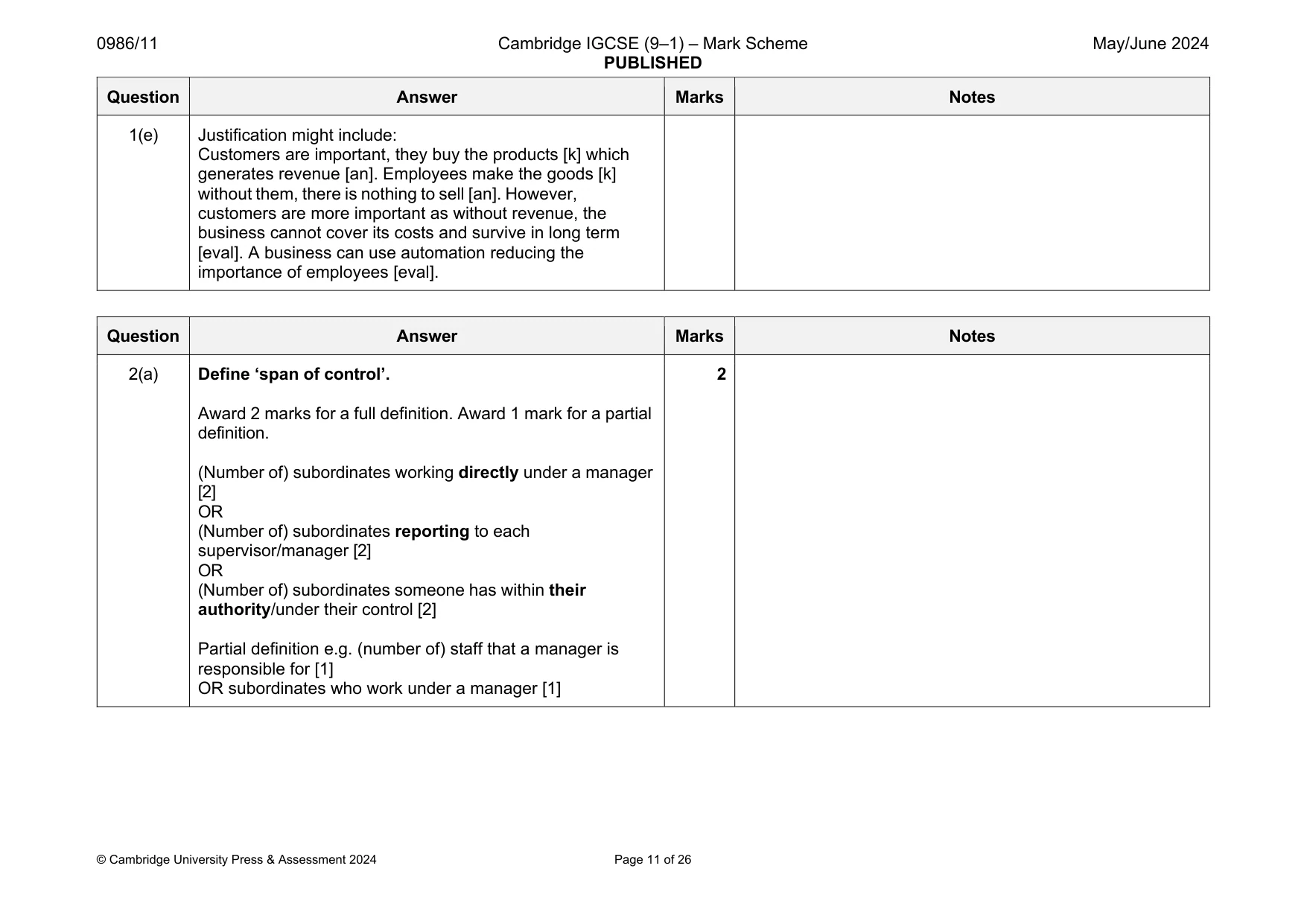 Mark scheme, page 11 of 26