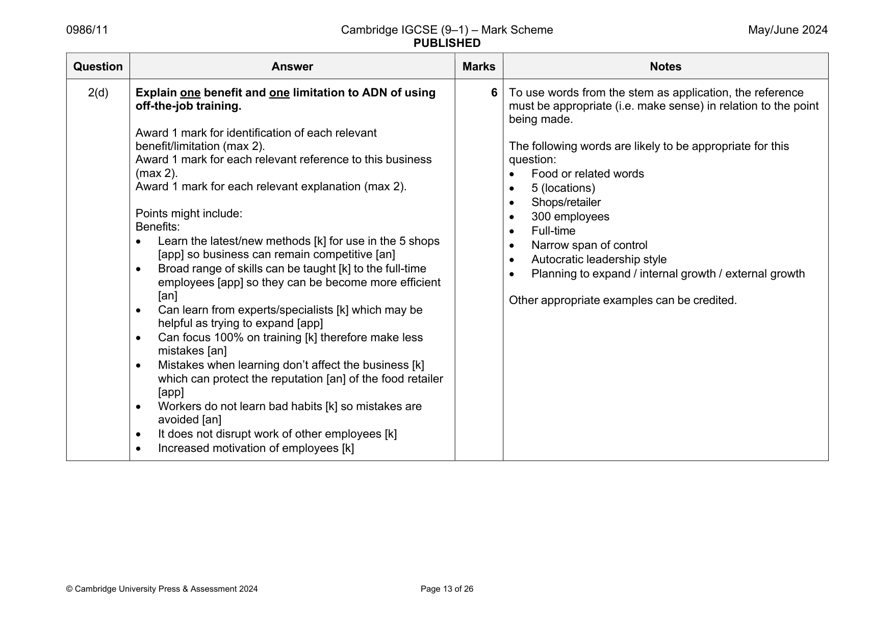Mark scheme, page 13 of 26