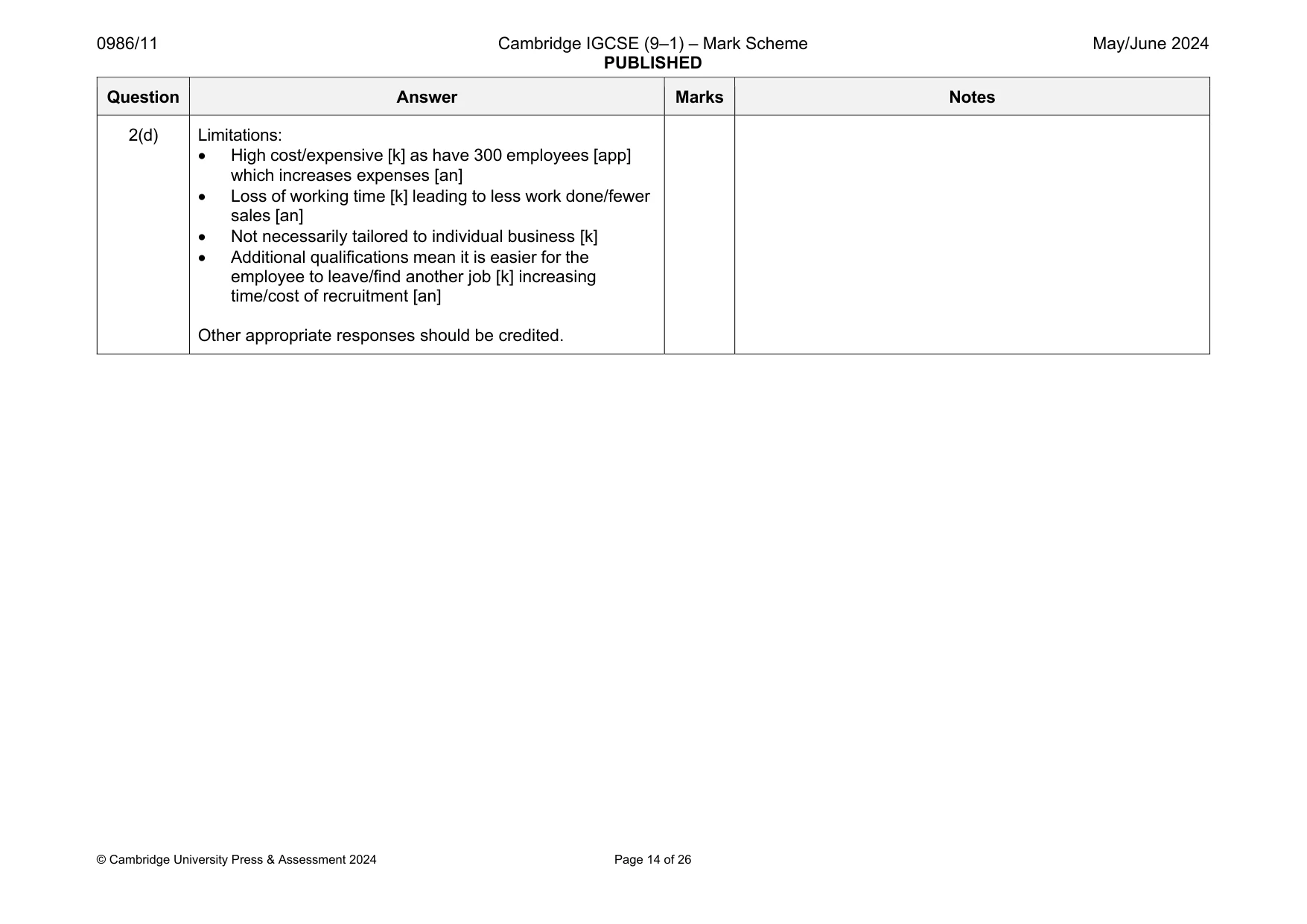 Mark scheme, page 14 of 26