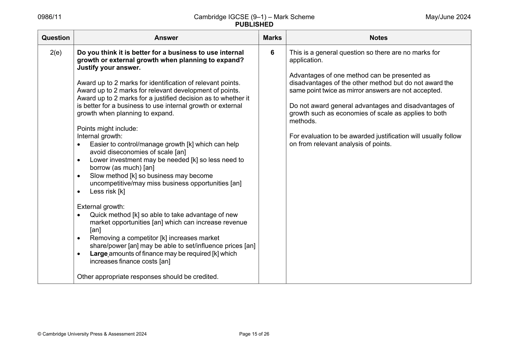 Mark scheme, page 15 of 26