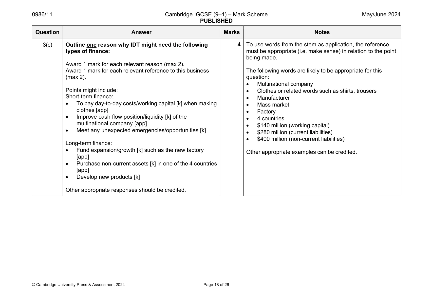 Mark scheme, page 18 of 26