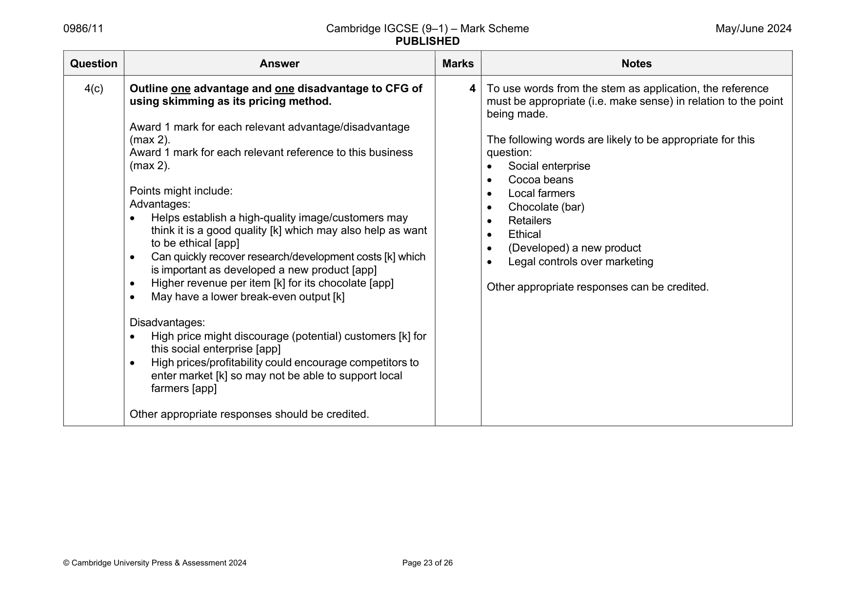 Mark scheme, page 23 of 26