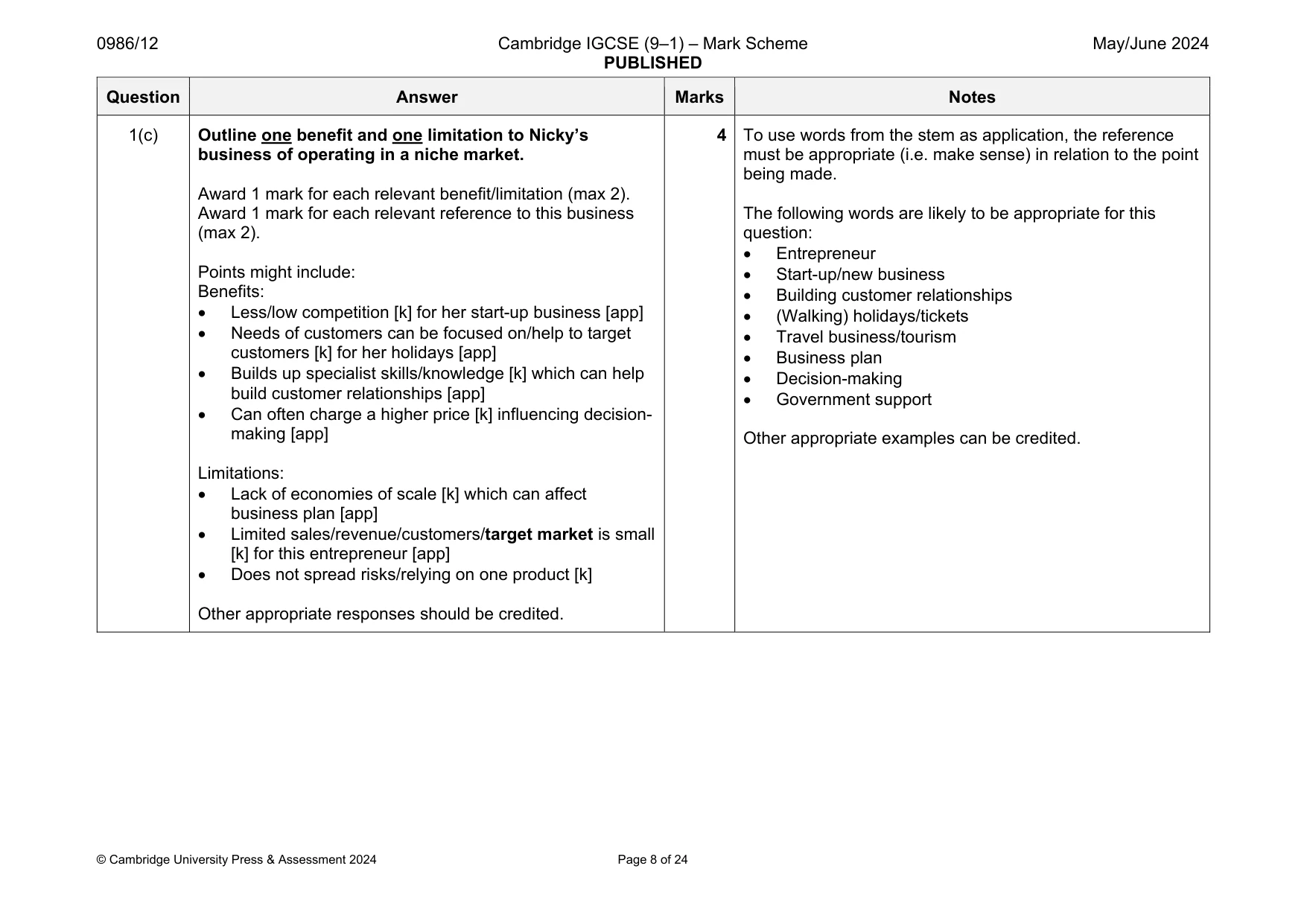 Mark scheme, page 8 of 24