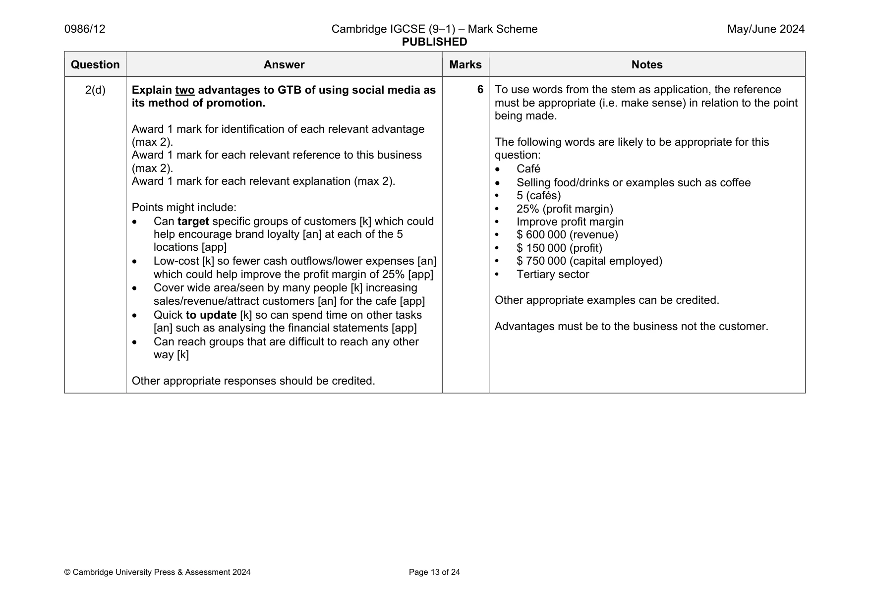 Mark scheme, page 13 of 24
