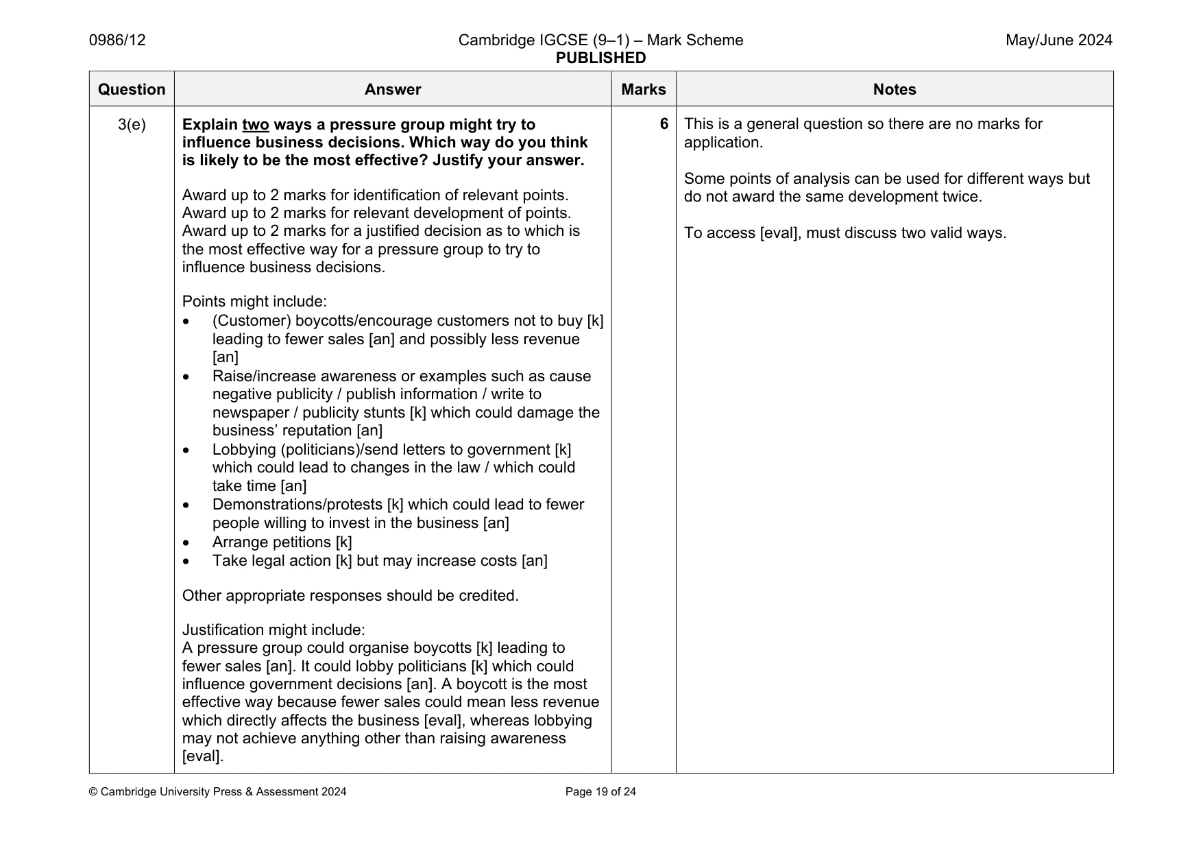 Mark scheme, page 19 of 24