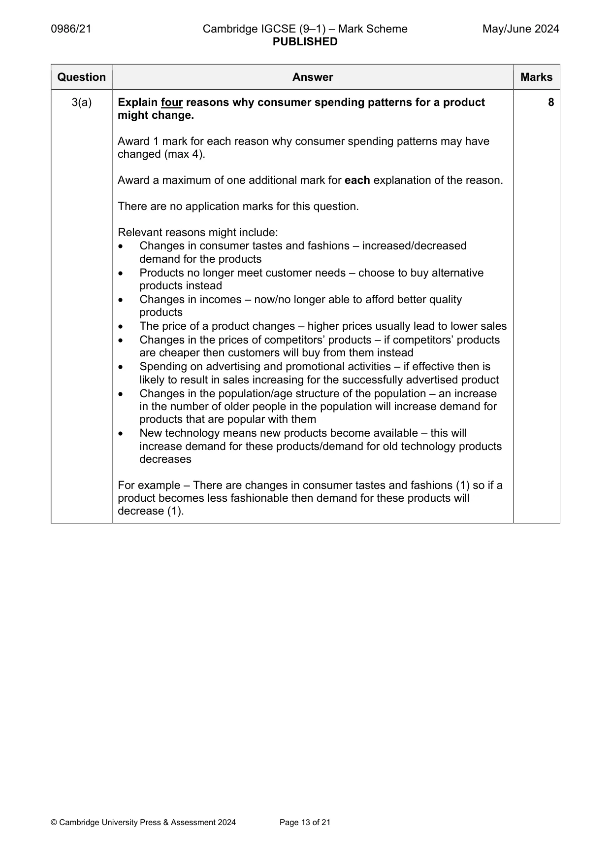 Mark scheme, page 13 of 21