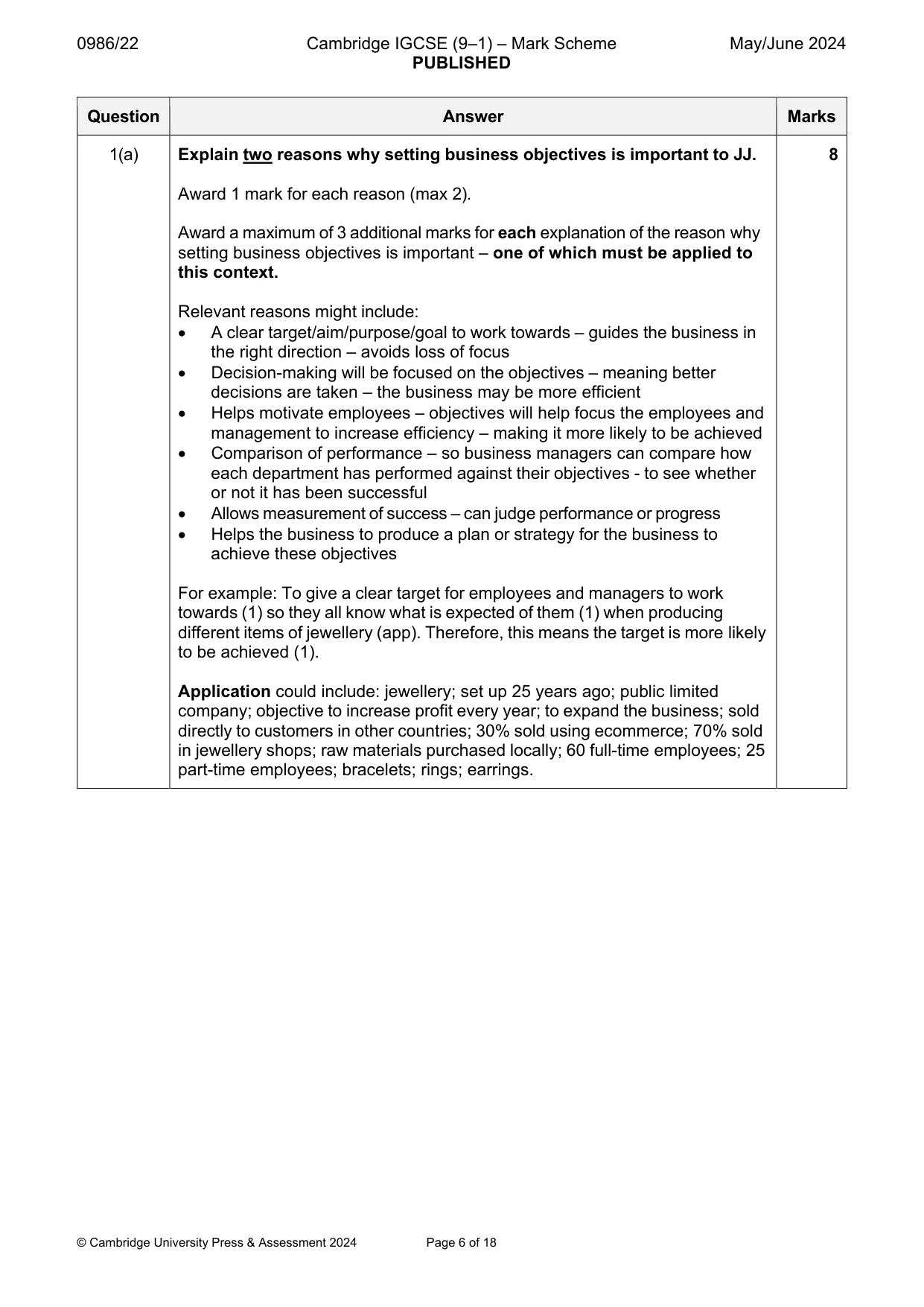 Mark scheme, page 6 of 18