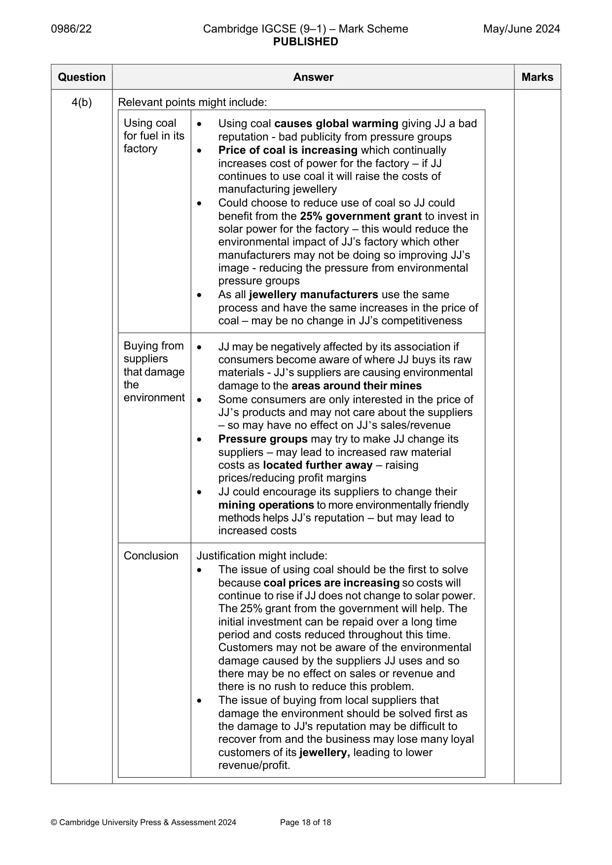 Mark scheme, page 18 of 18