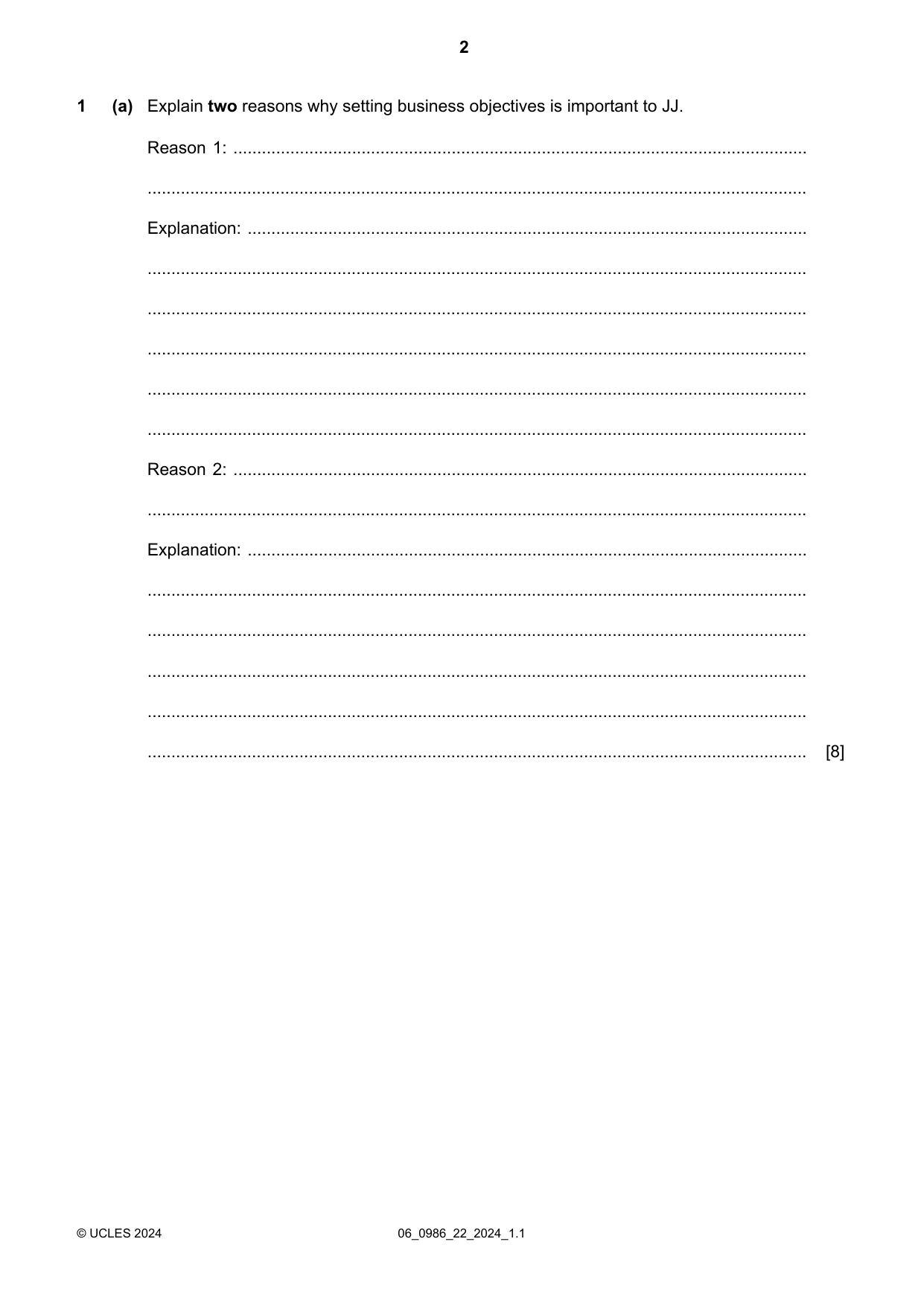 Cambridge IGCSE Business Studies (9-1) 0986 2024 May/June Paper 2 · Variant 2 question paper, page 2 of 12