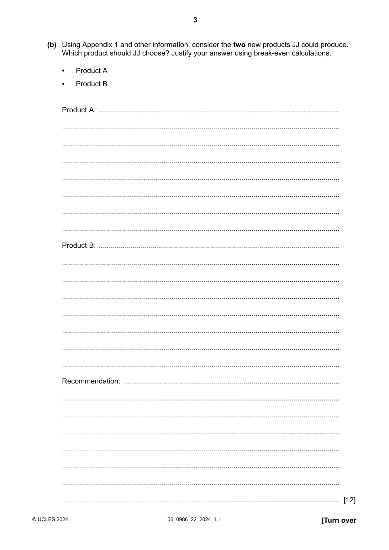 Cambridge IGCSE Business Studies (9-1) 0986 2024 May/June Paper 2 · Variant 2 question paper, page 3 of 12