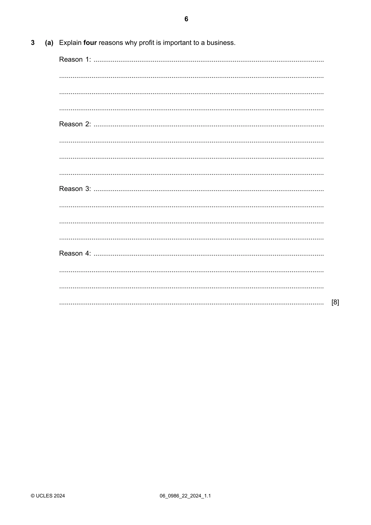 Cambridge IGCSE Business Studies (9-1) 0986 2024 May/June Paper 2 · Variant 2 question paper, page 6 of 12