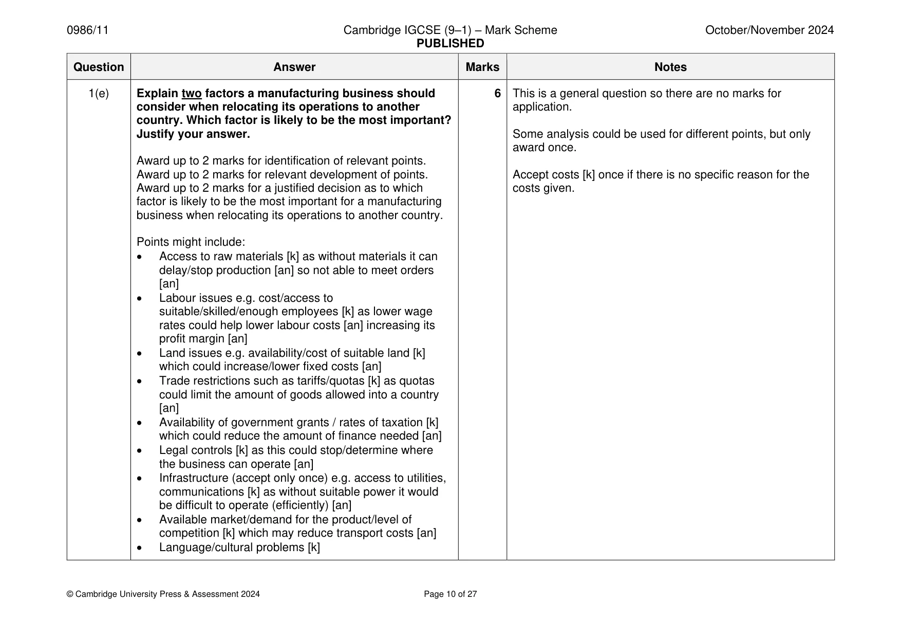 Mark scheme, page 10 of 27
