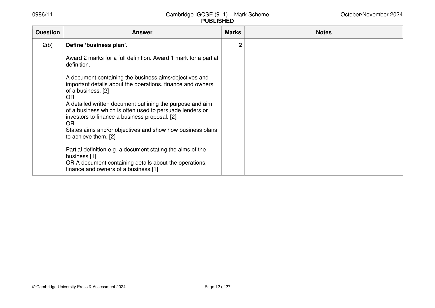 Mark scheme, page 12 of 27