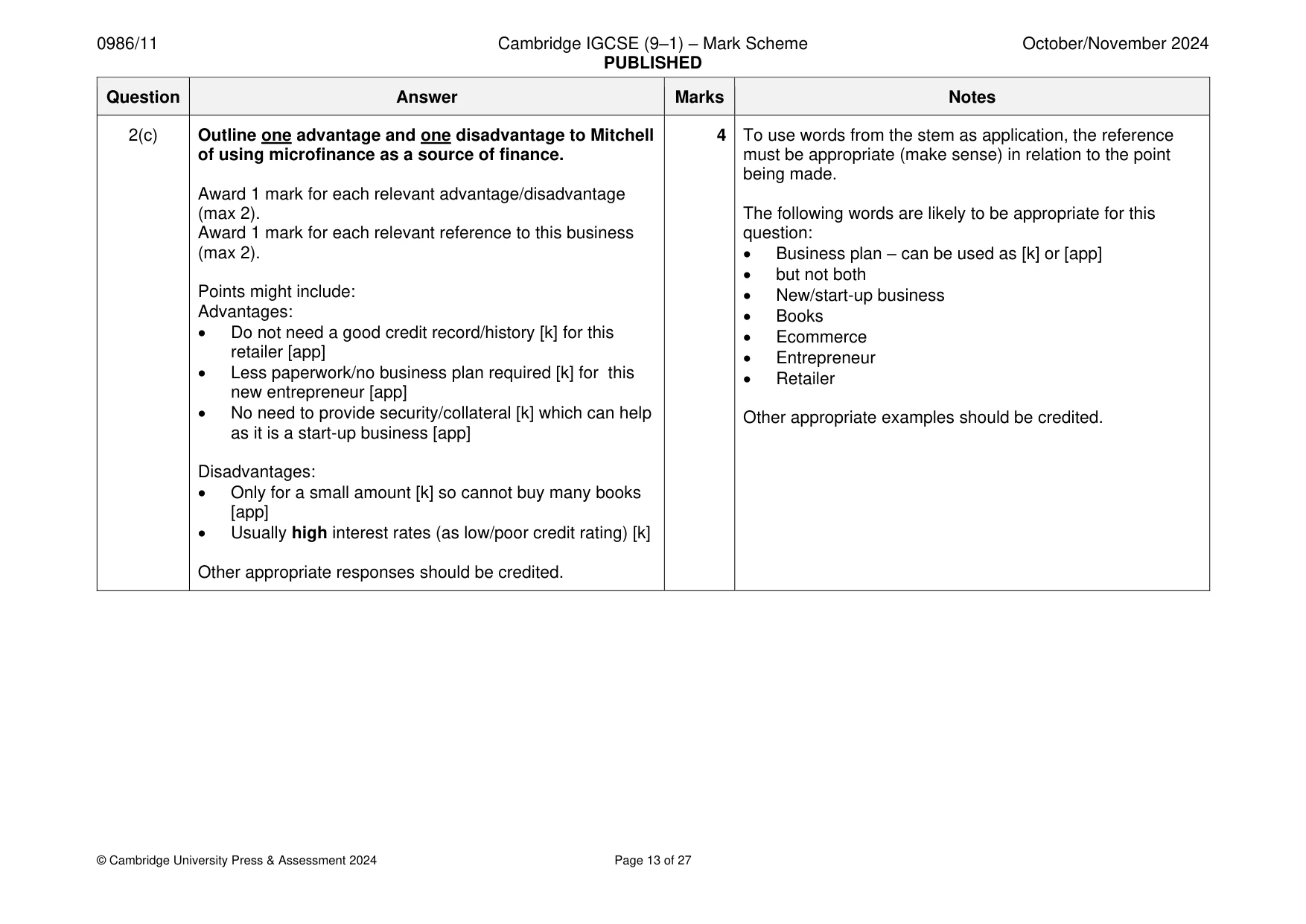 Mark scheme, page 13 of 27