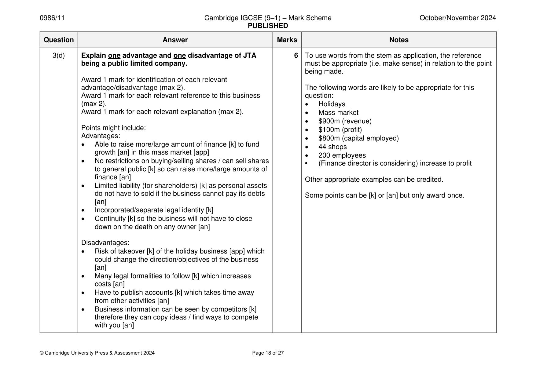 Mark scheme, page 18 of 27