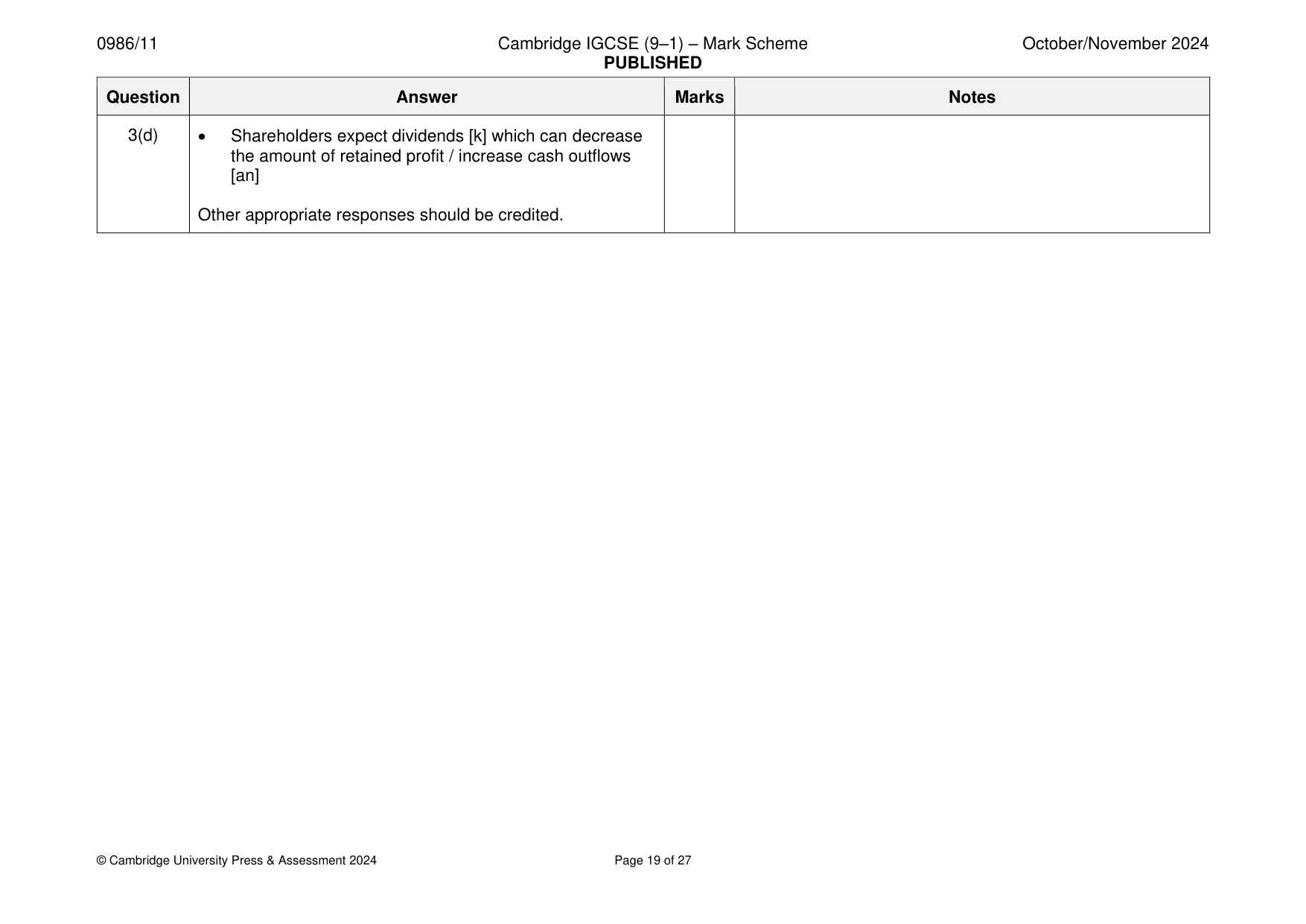 Mark scheme, page 19 of 27
