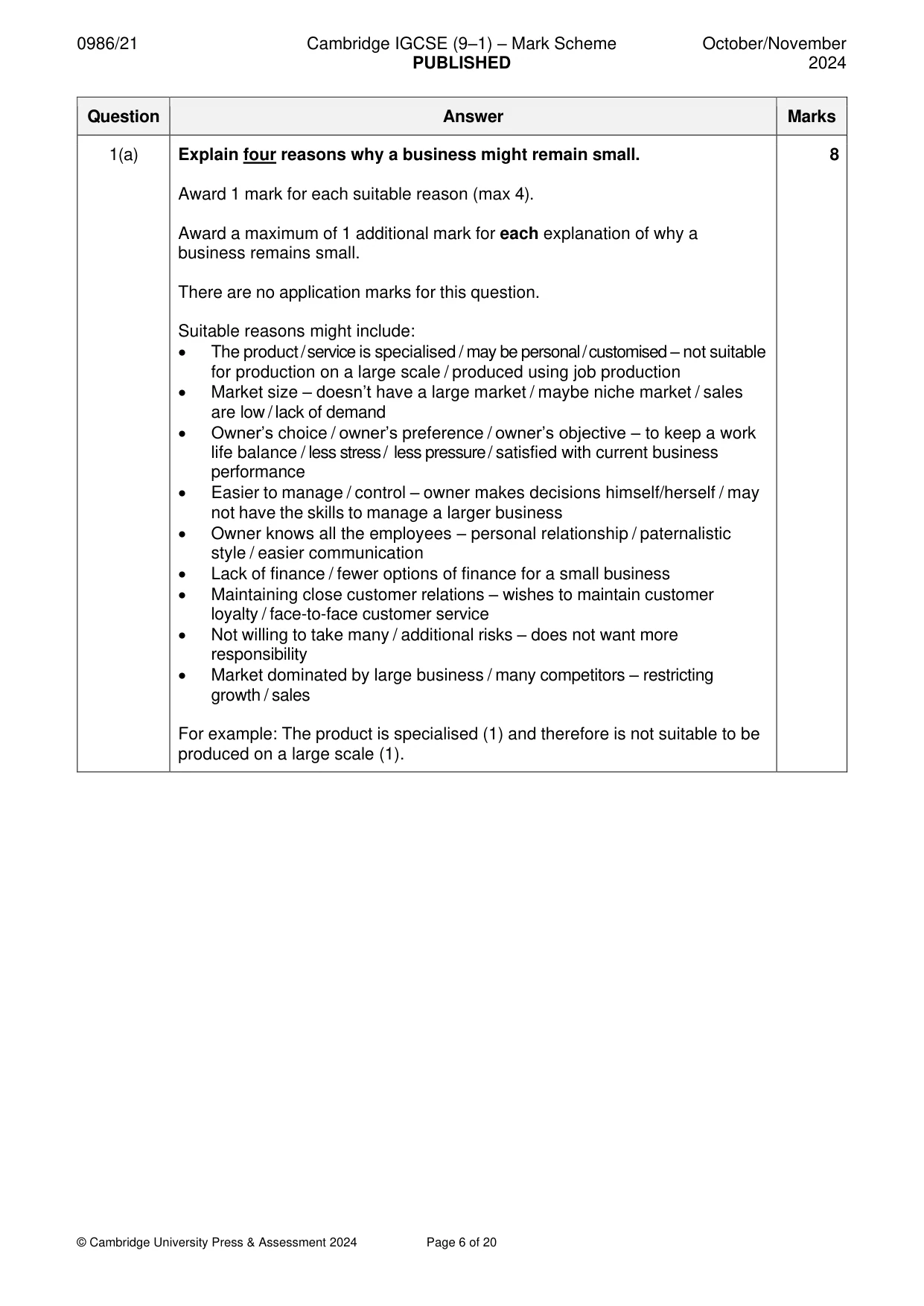 Mark scheme, page 6 of 20