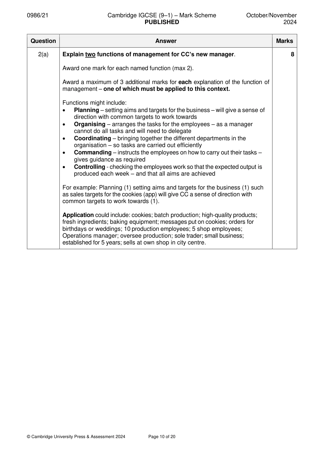 Mark scheme, page 10 of 20
