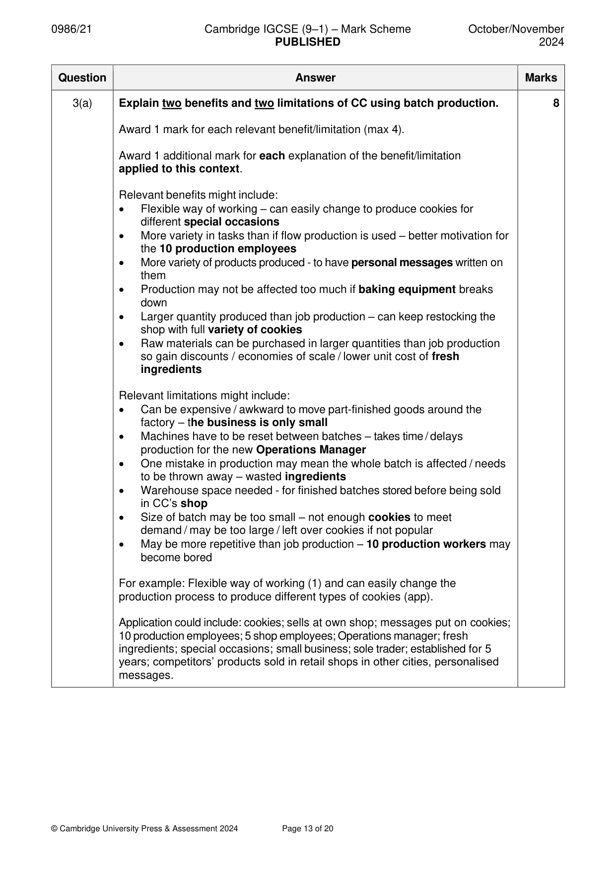 Mark scheme, page 13 of 20