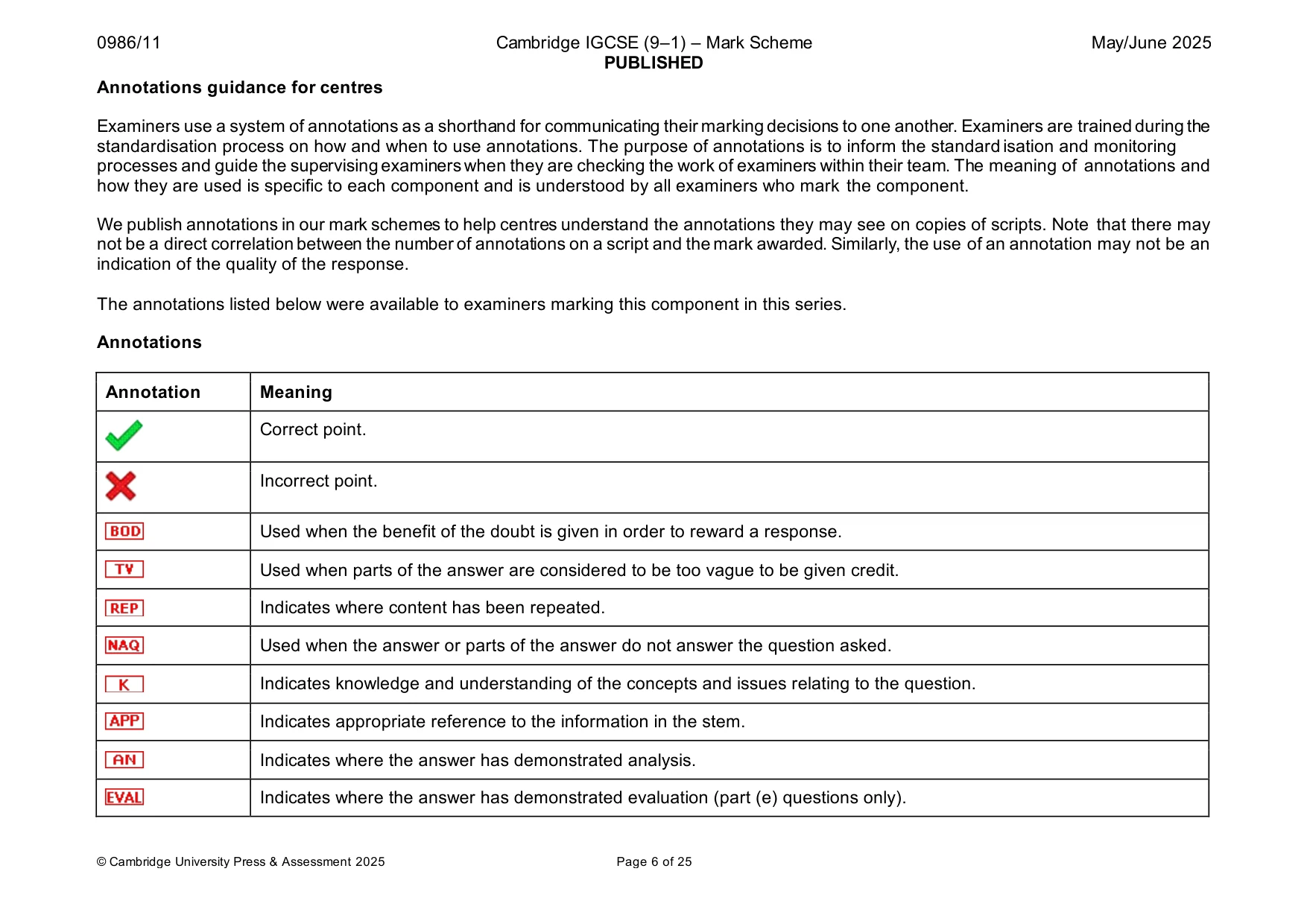 Mark scheme, page 6 of 25