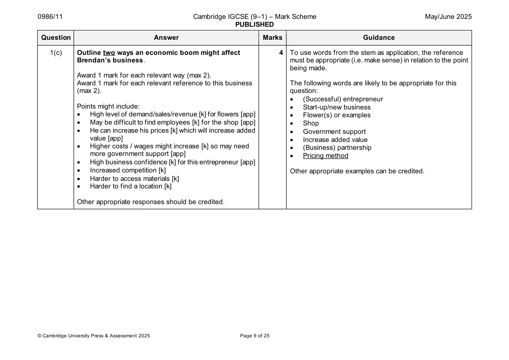 Mark scheme, page 9 of 25