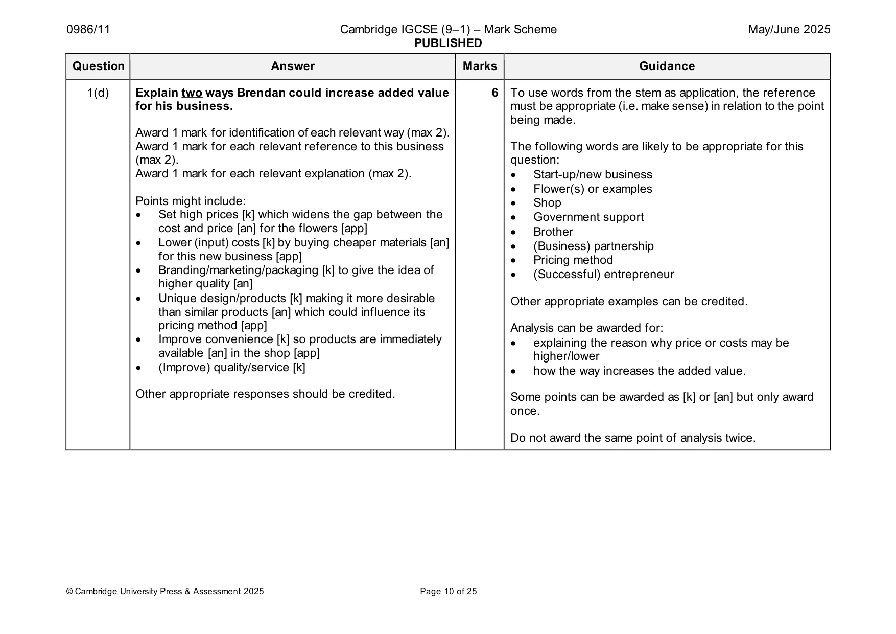 Mark scheme, page 10 of 25