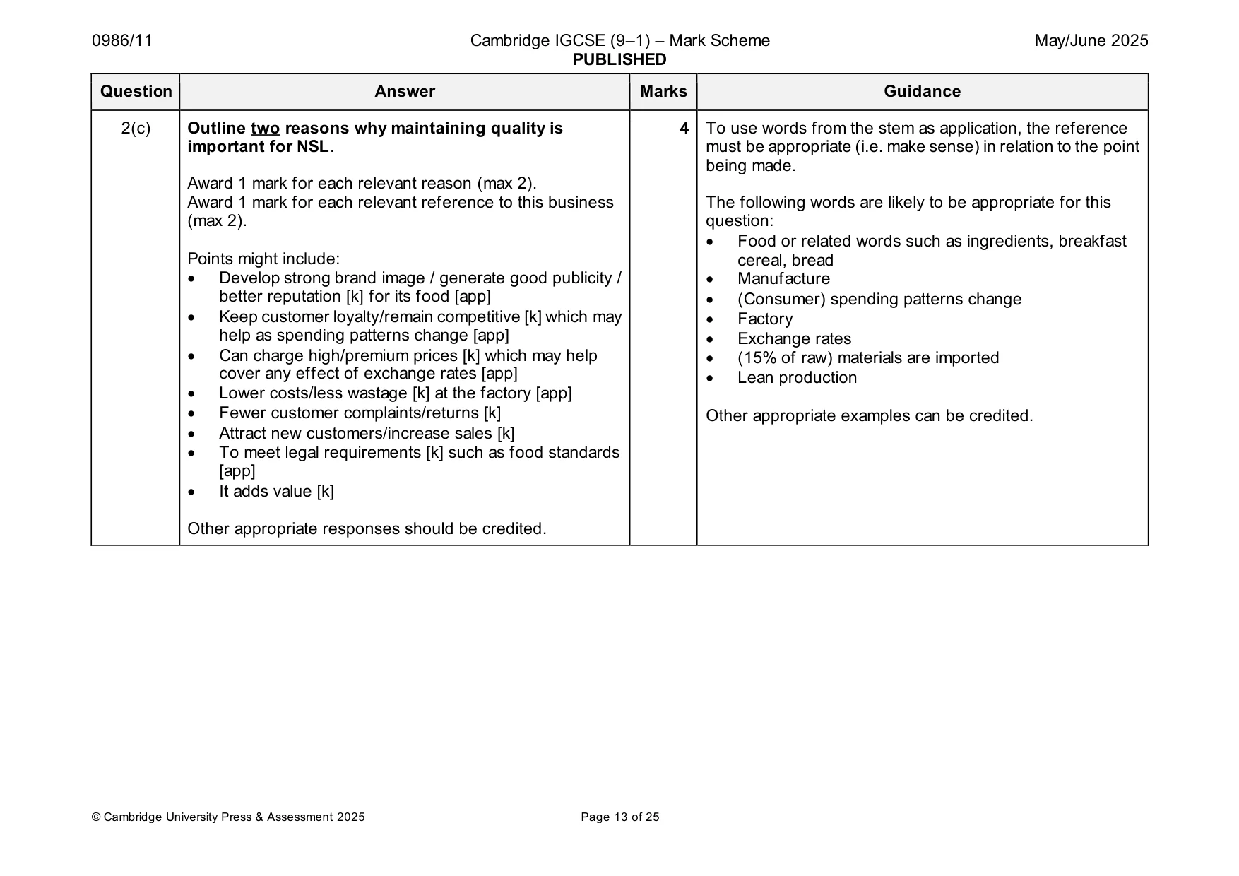 Mark scheme, page 13 of 25