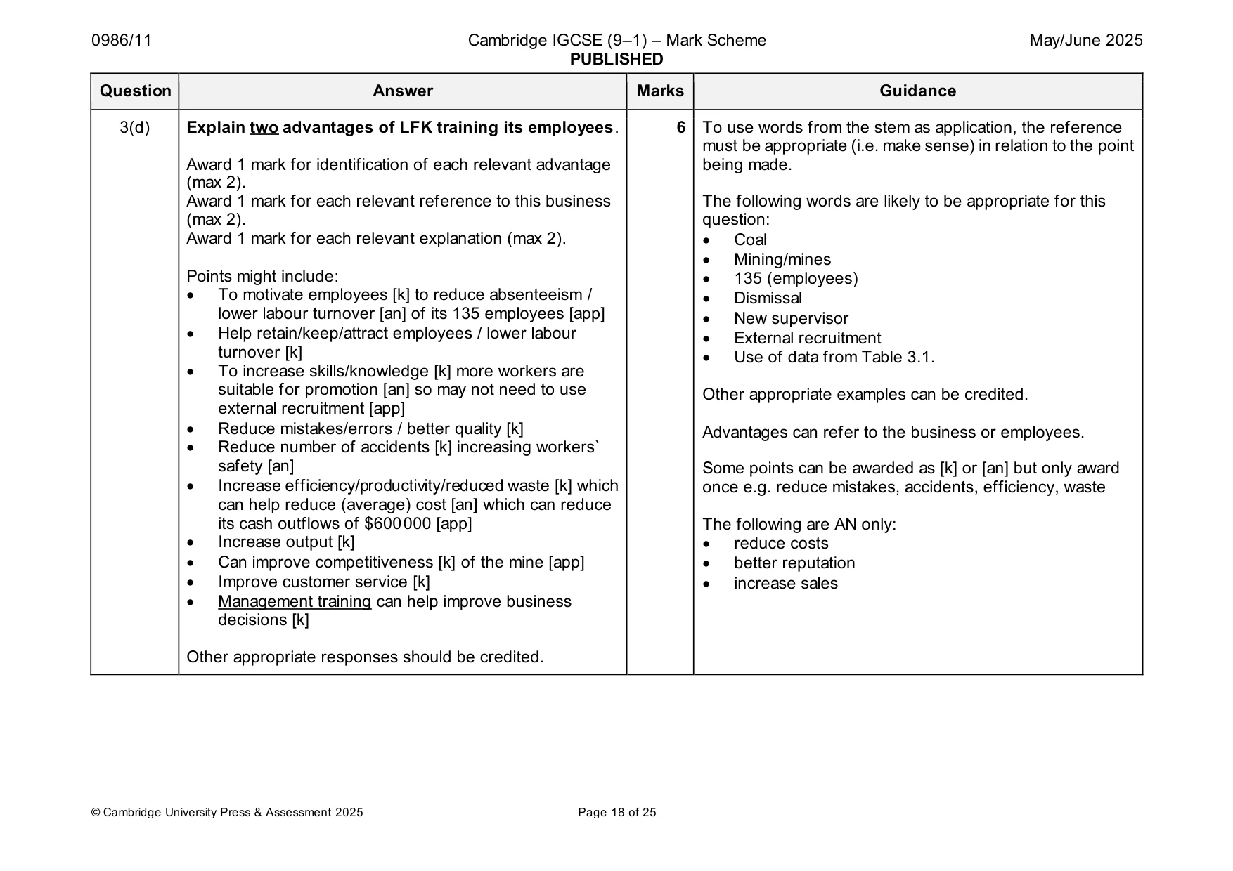 Mark scheme, page 18 of 25