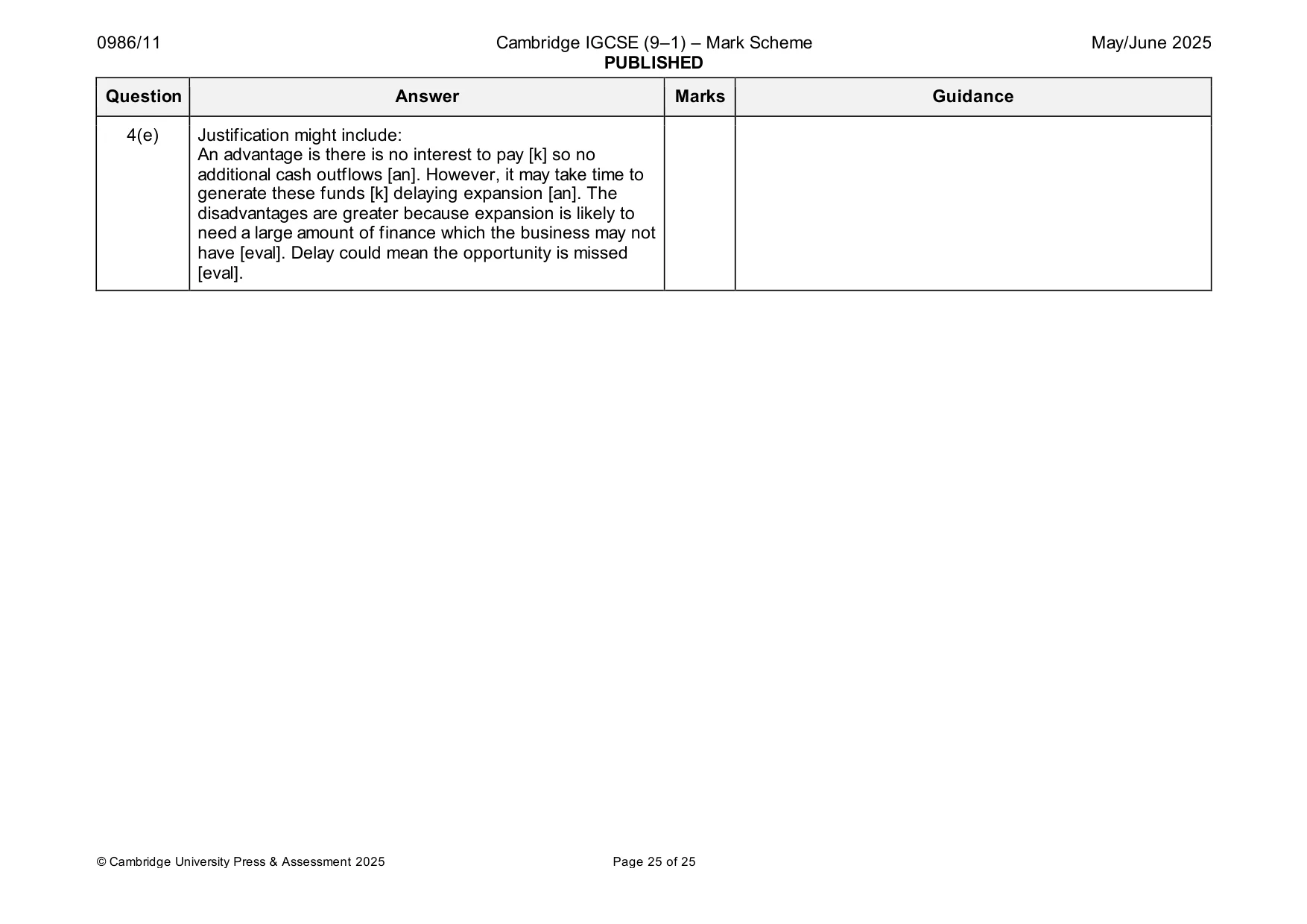 Mark scheme, page 25 of 25