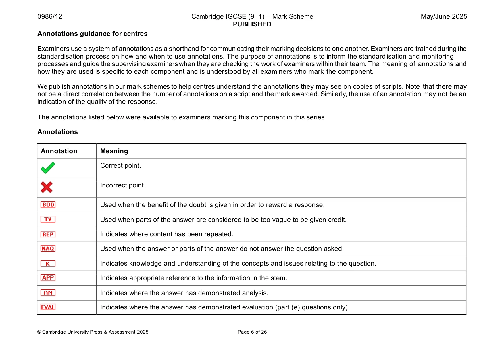 Mark scheme, page 6 of 26