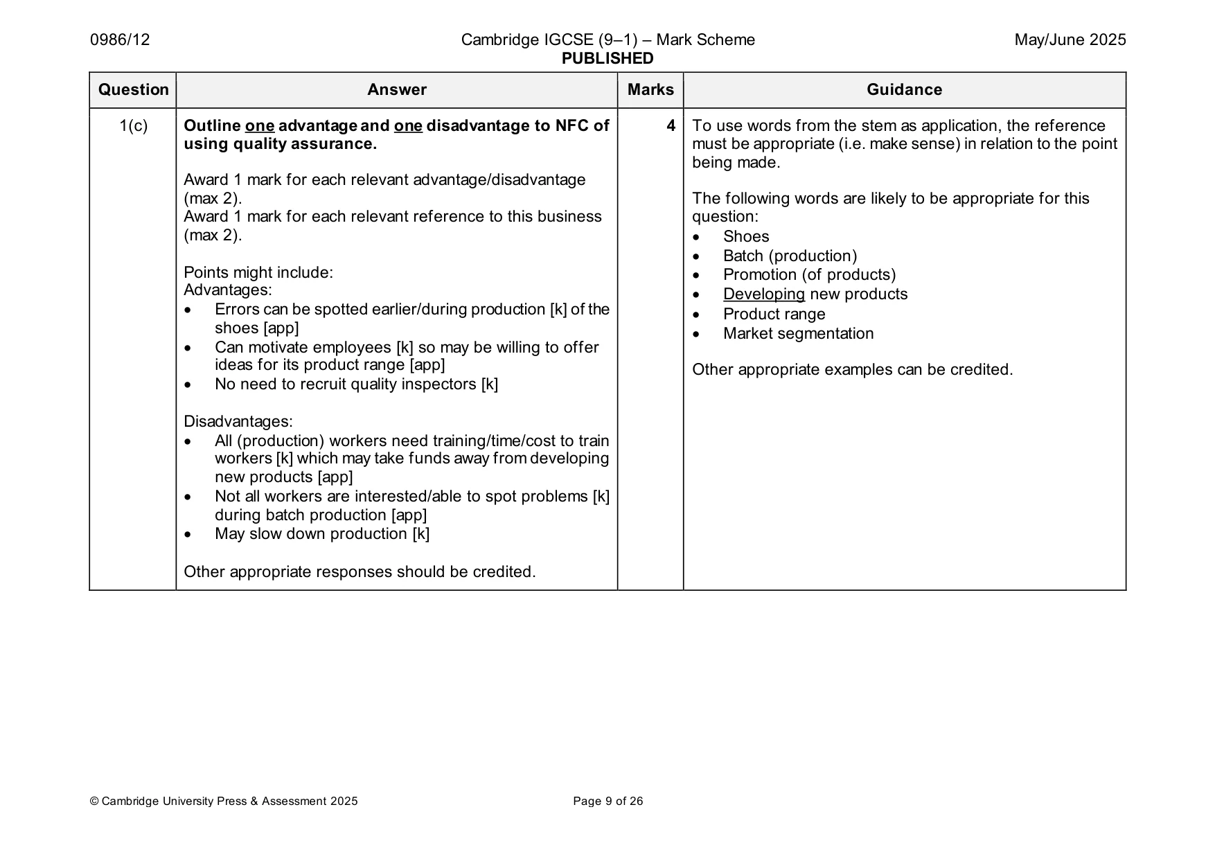 Mark scheme, page 9 of 26