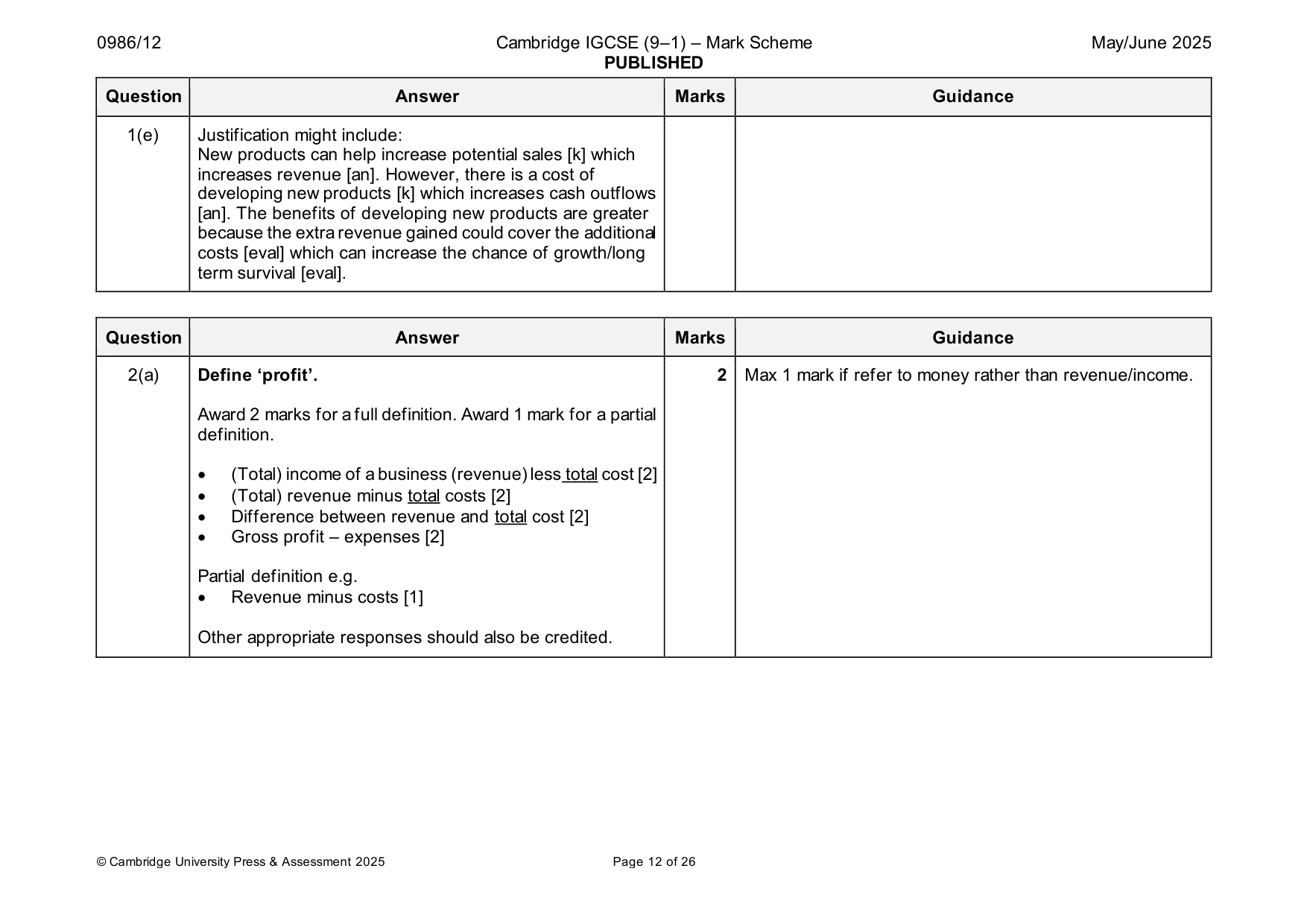 Mark scheme, page 12 of 26