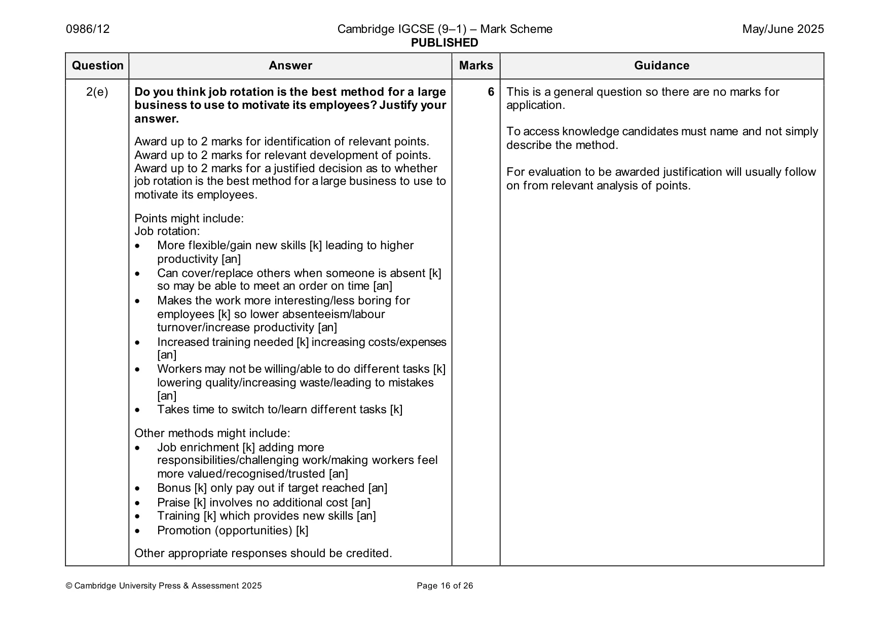 Mark scheme, page 16 of 26
