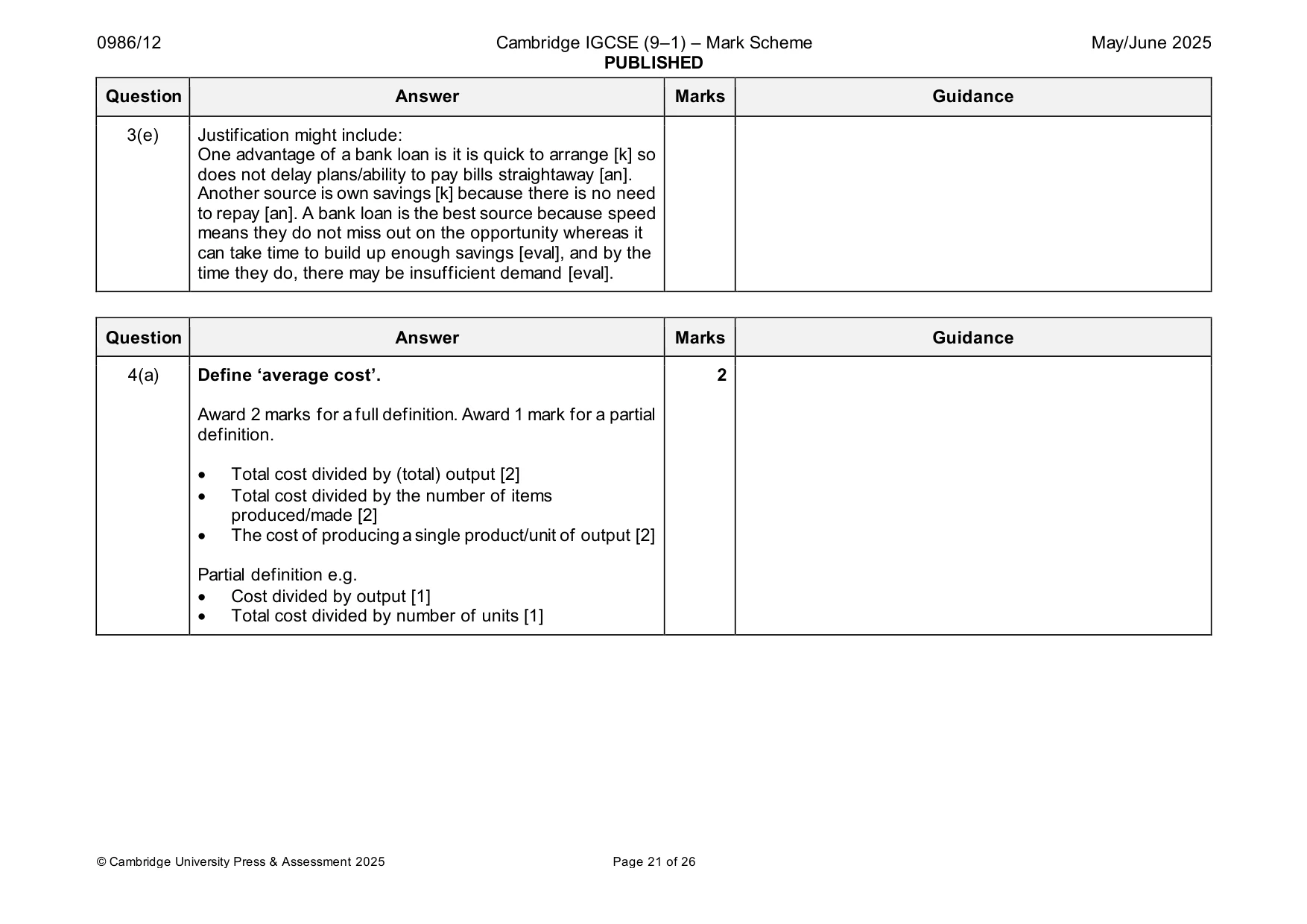 Mark scheme, page 21 of 26