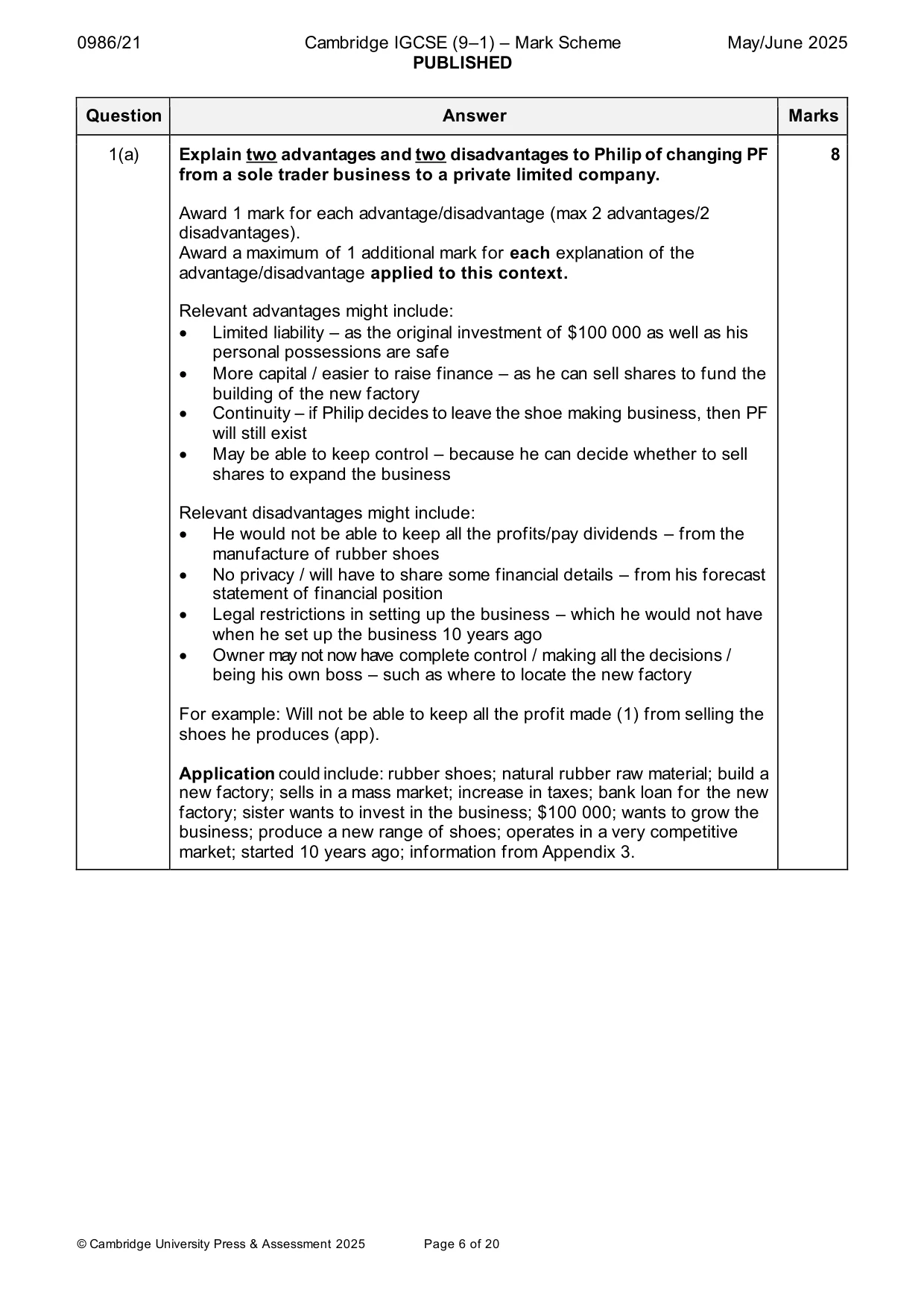 Mark scheme, page 6 of 20