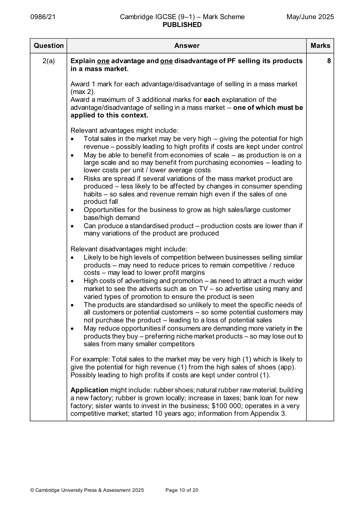 Mark scheme, page 10 of 20