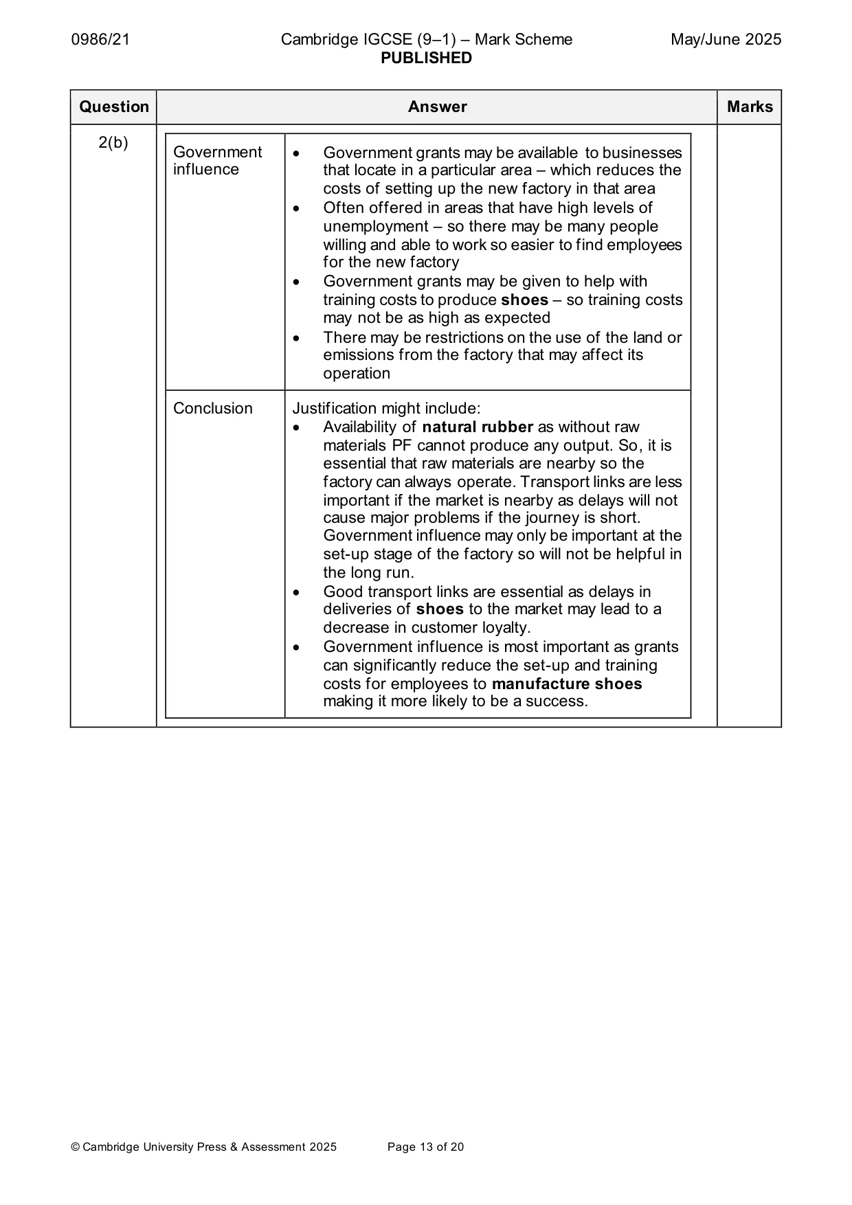 Mark scheme, page 13 of 20