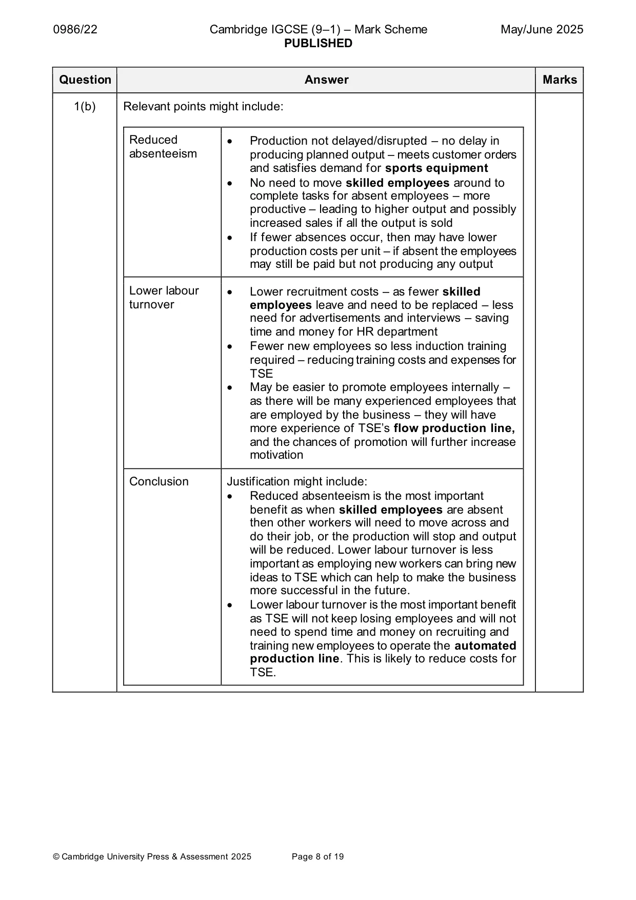 Mark scheme, page 8 of 19