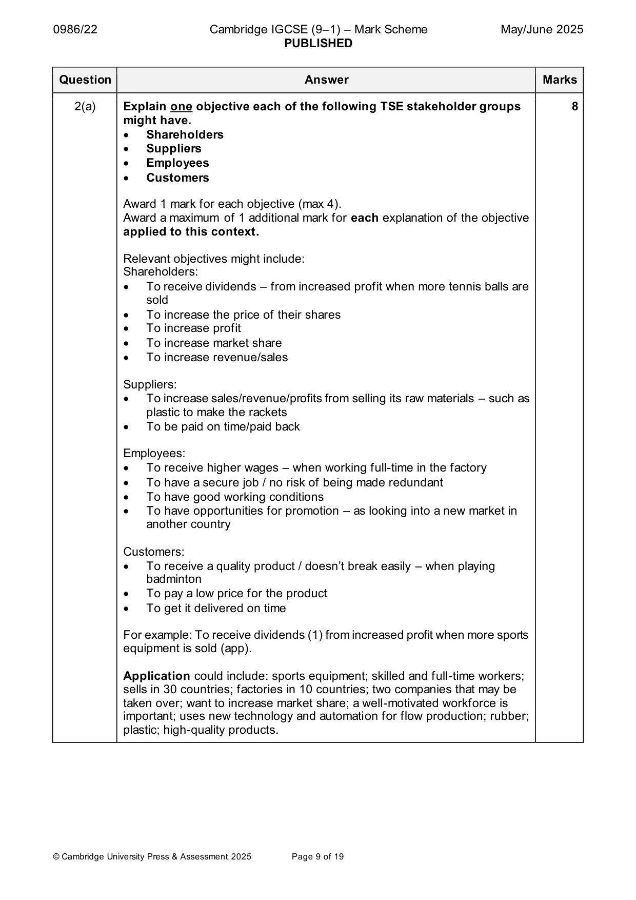 Mark scheme, page 9 of 19