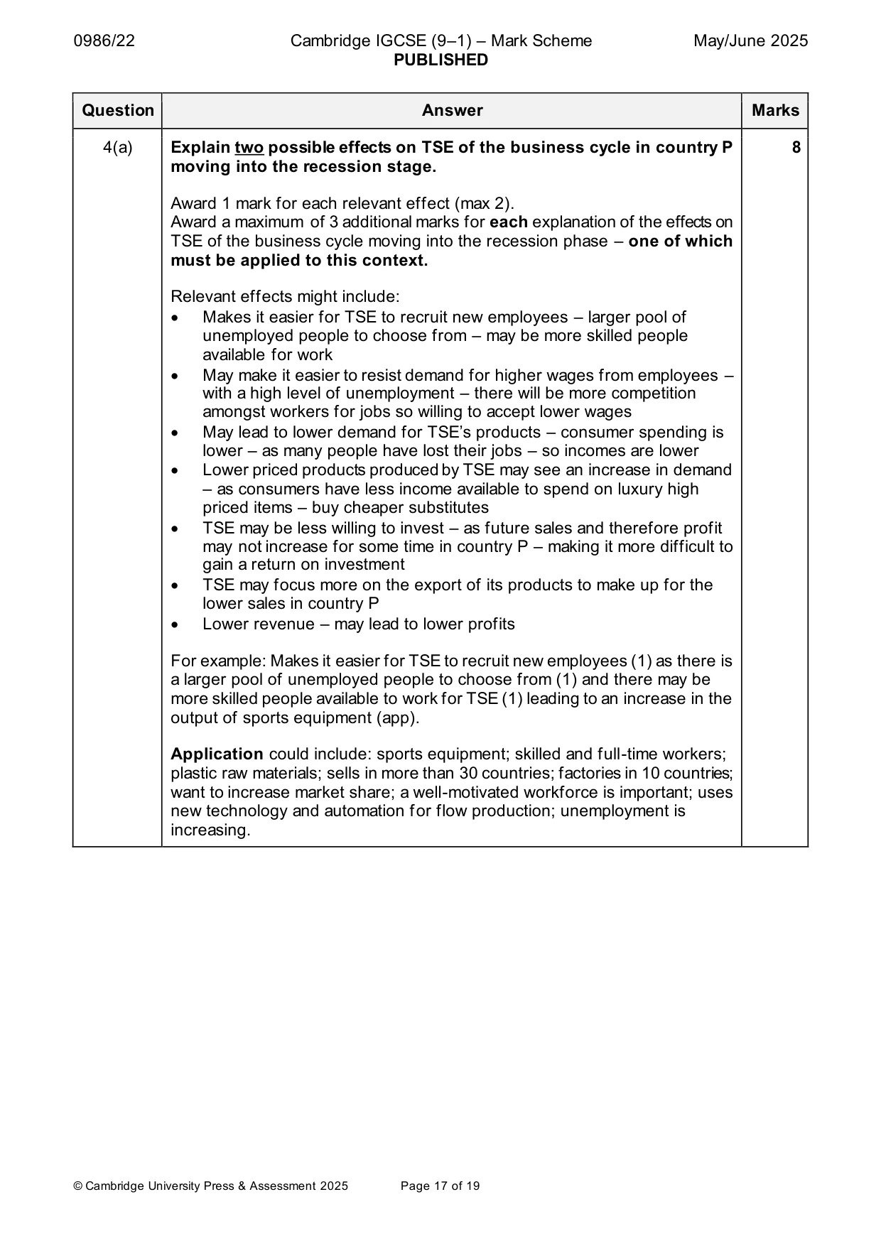 Mark scheme, page 17 of 19